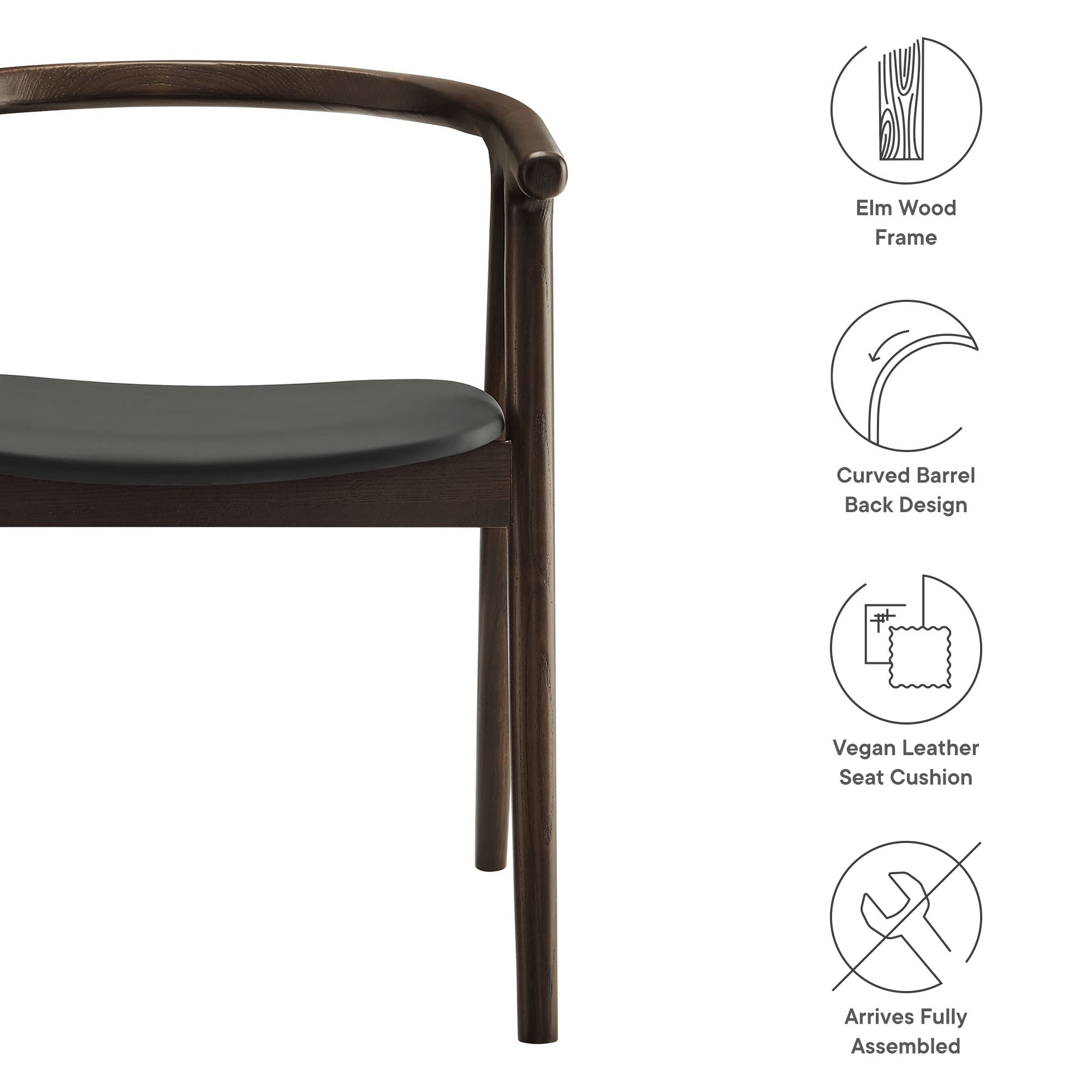 Henry Vegan Leather and Wood Dining Chair, Black