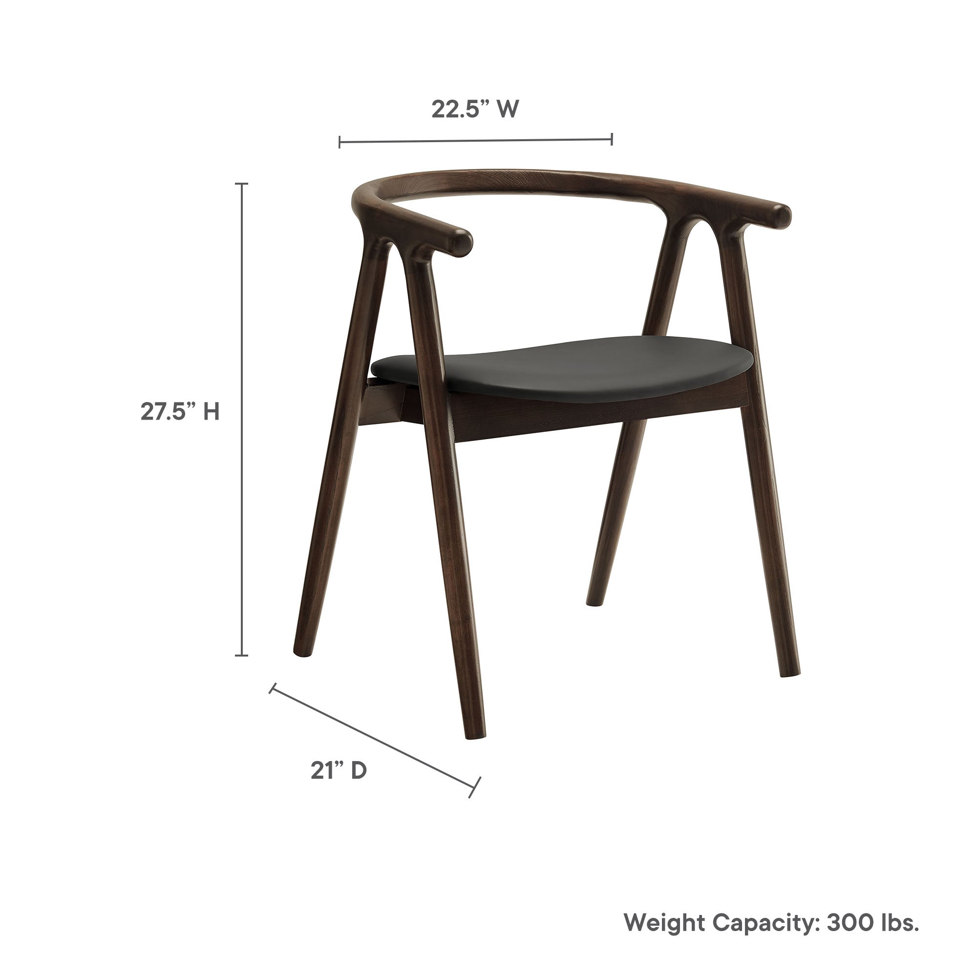 Henry Vegan Leather and Wood Dining Chair, Black
