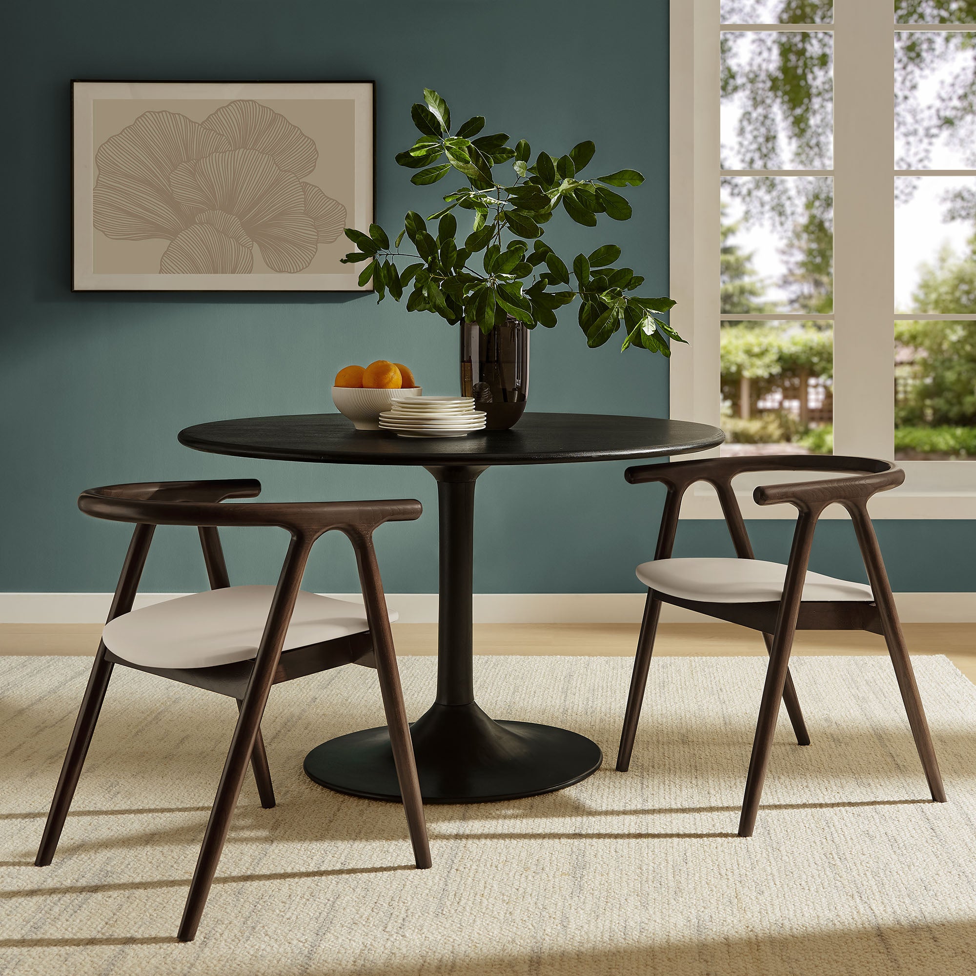 Henry Vegan Leather and Wood Dining Chair, Stone