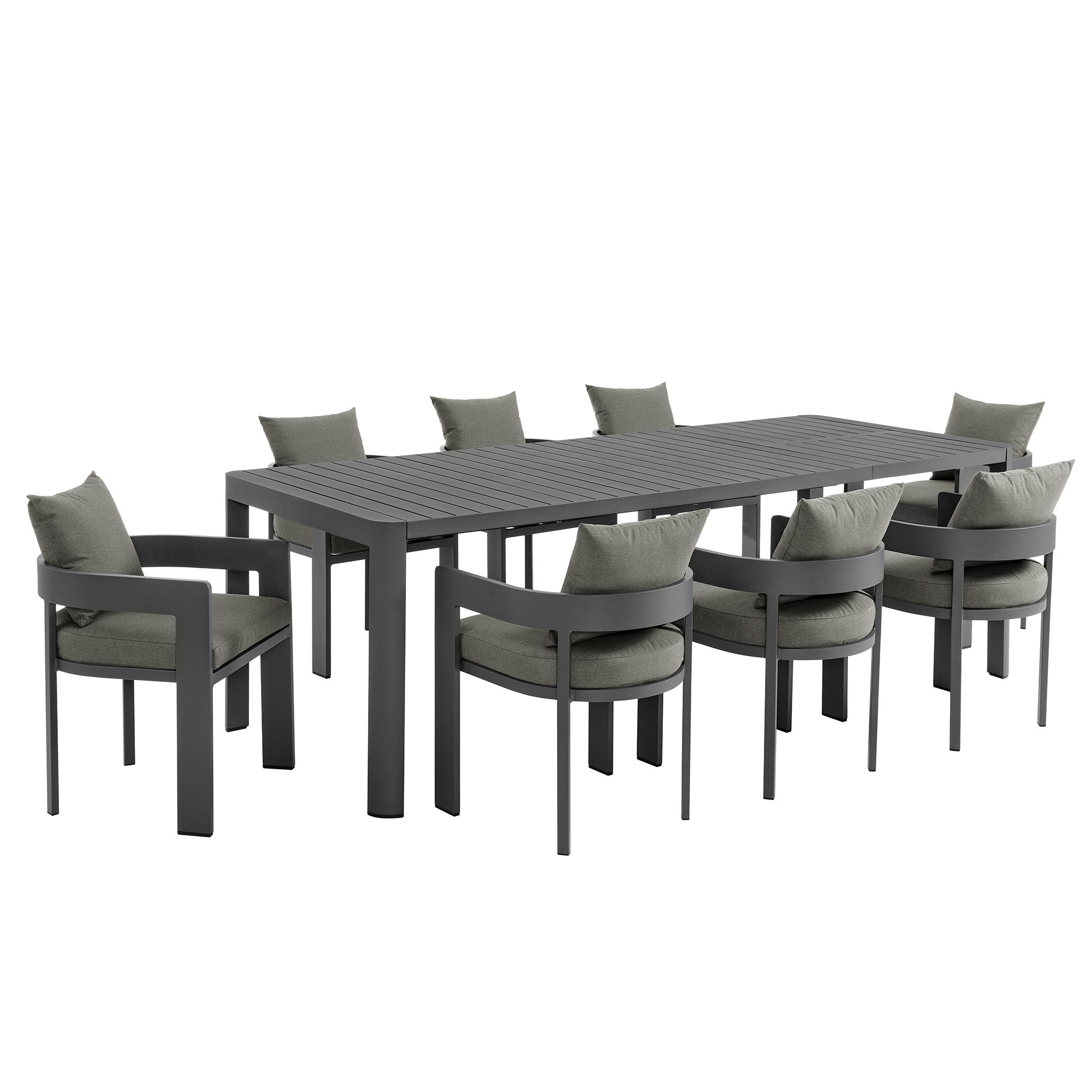Tahoe 9-Piece Outdoor Patio Aluminum Dining Set With Extendable Table, Gray Charcoal