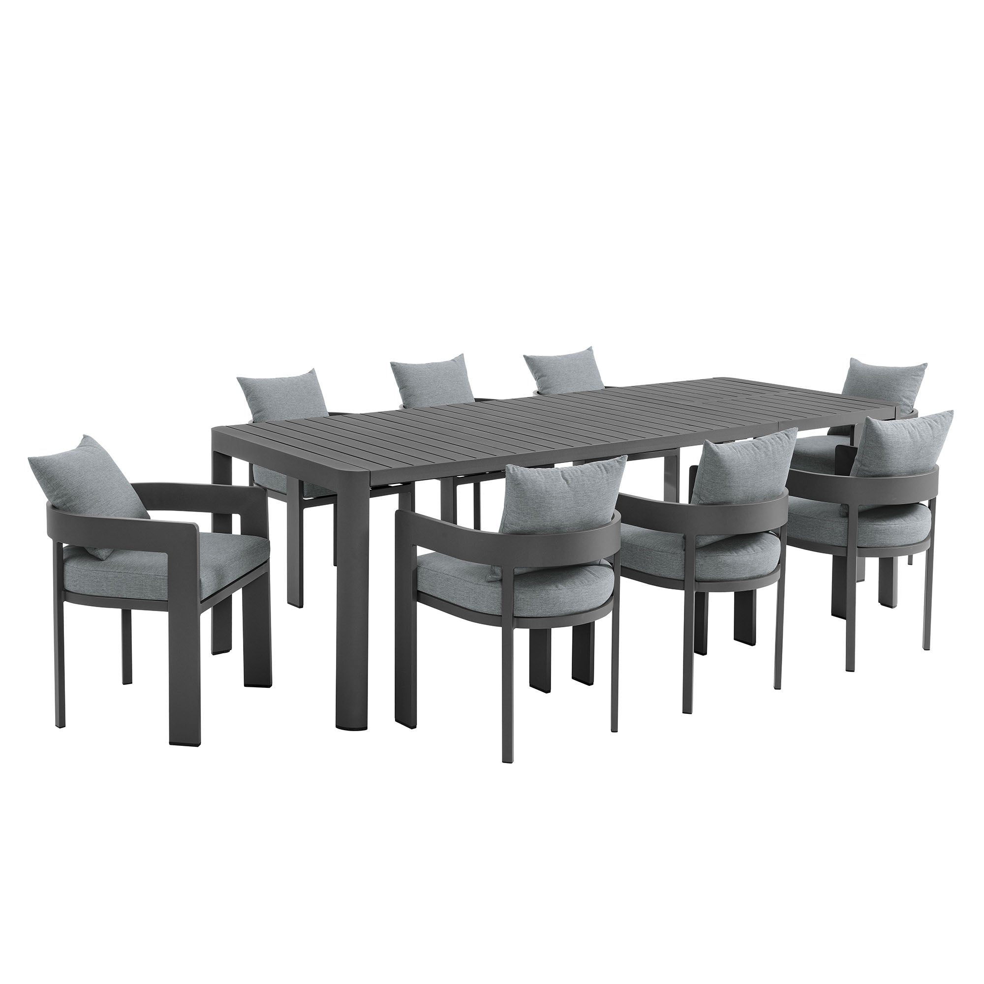 Tahoe 9-Piece Outdoor Patio Aluminum Dining Set With Extendable Table, Gray Gray