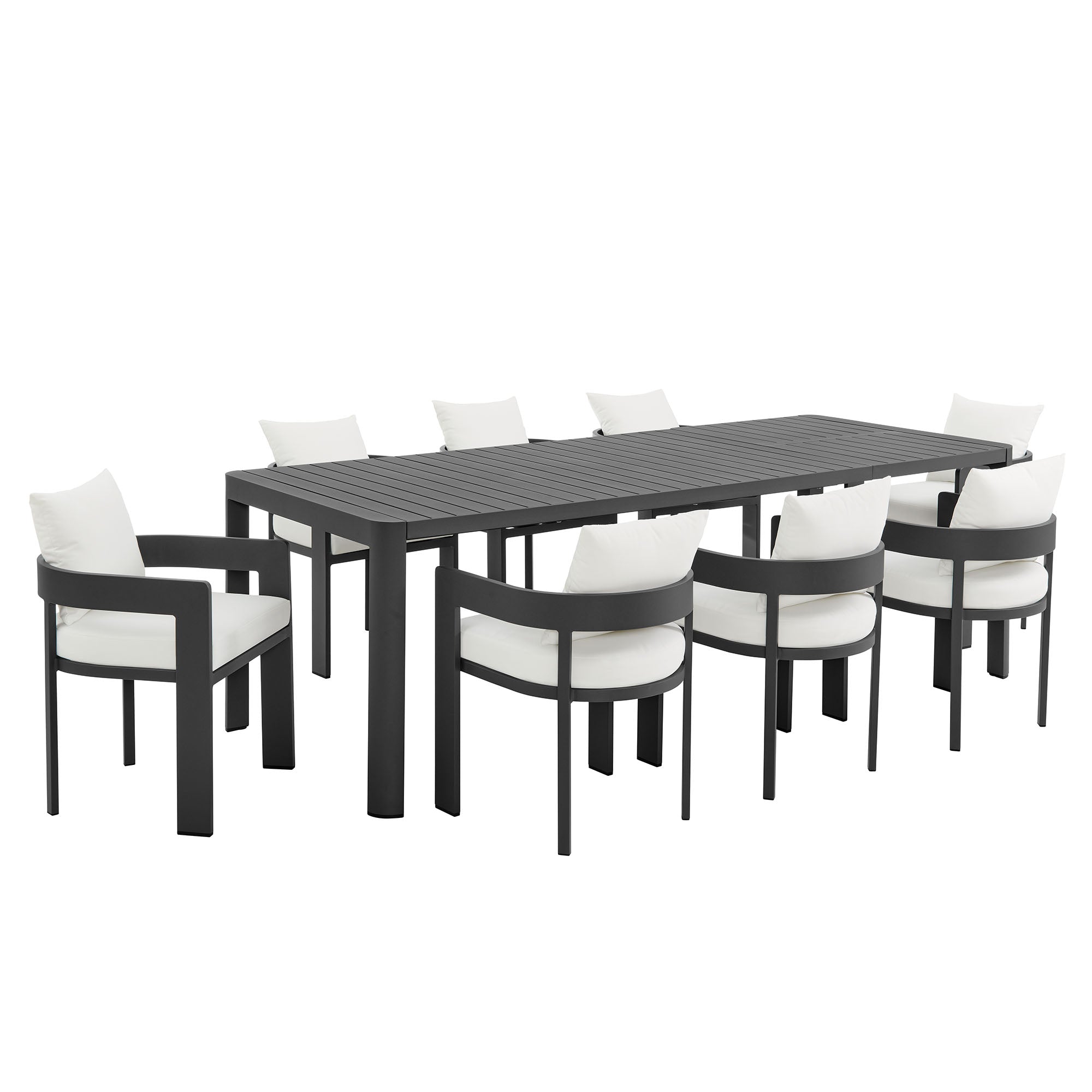 Tahoe 9-Piece Outdoor Patio Aluminum Dining Set With Extendable Table, Gray White