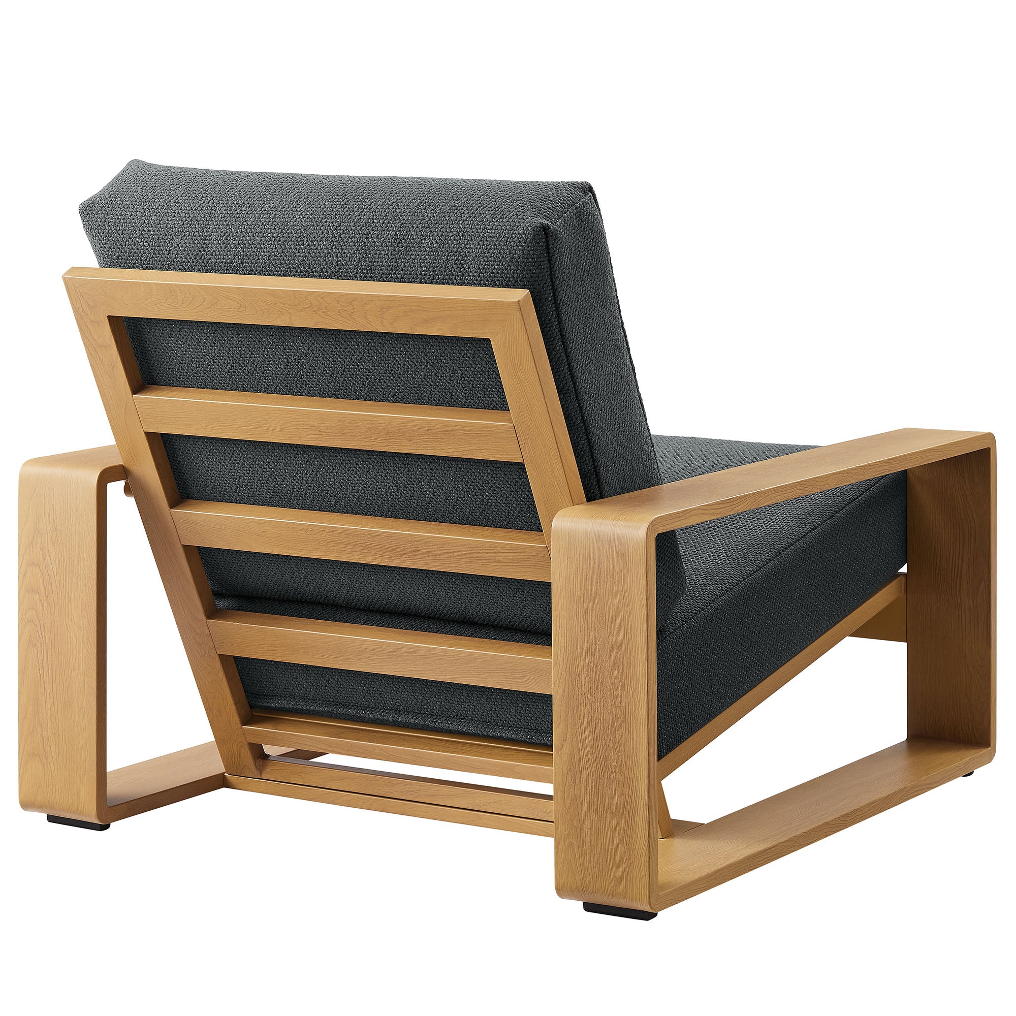 Lirienne Outdoor Patio Aluminum Faux Wood Armchair, Charcoal Natural