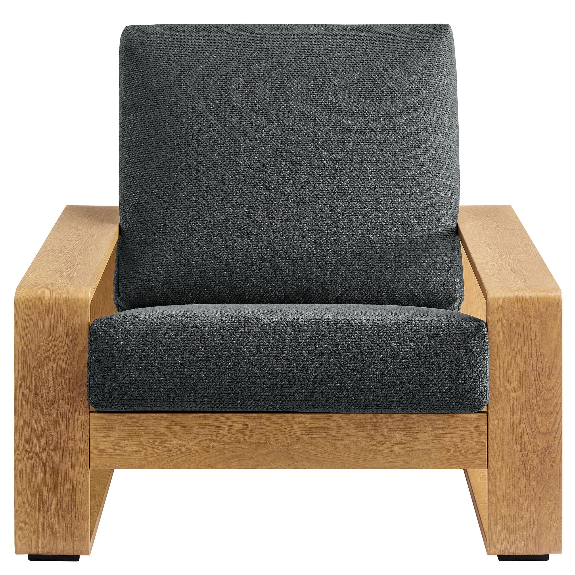 Lirienne Outdoor Patio Aluminum Faux Wood Armchair, Charcoal Natural