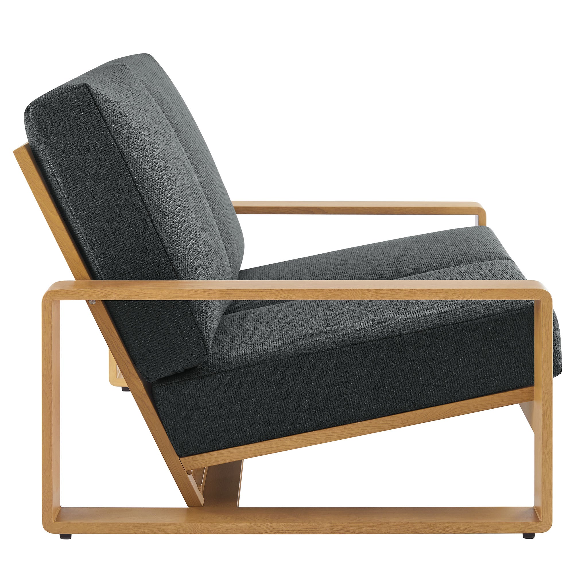Lirienne Outdoor Patio Aluminum Faux Wood Loveseat, Charcoal Natural