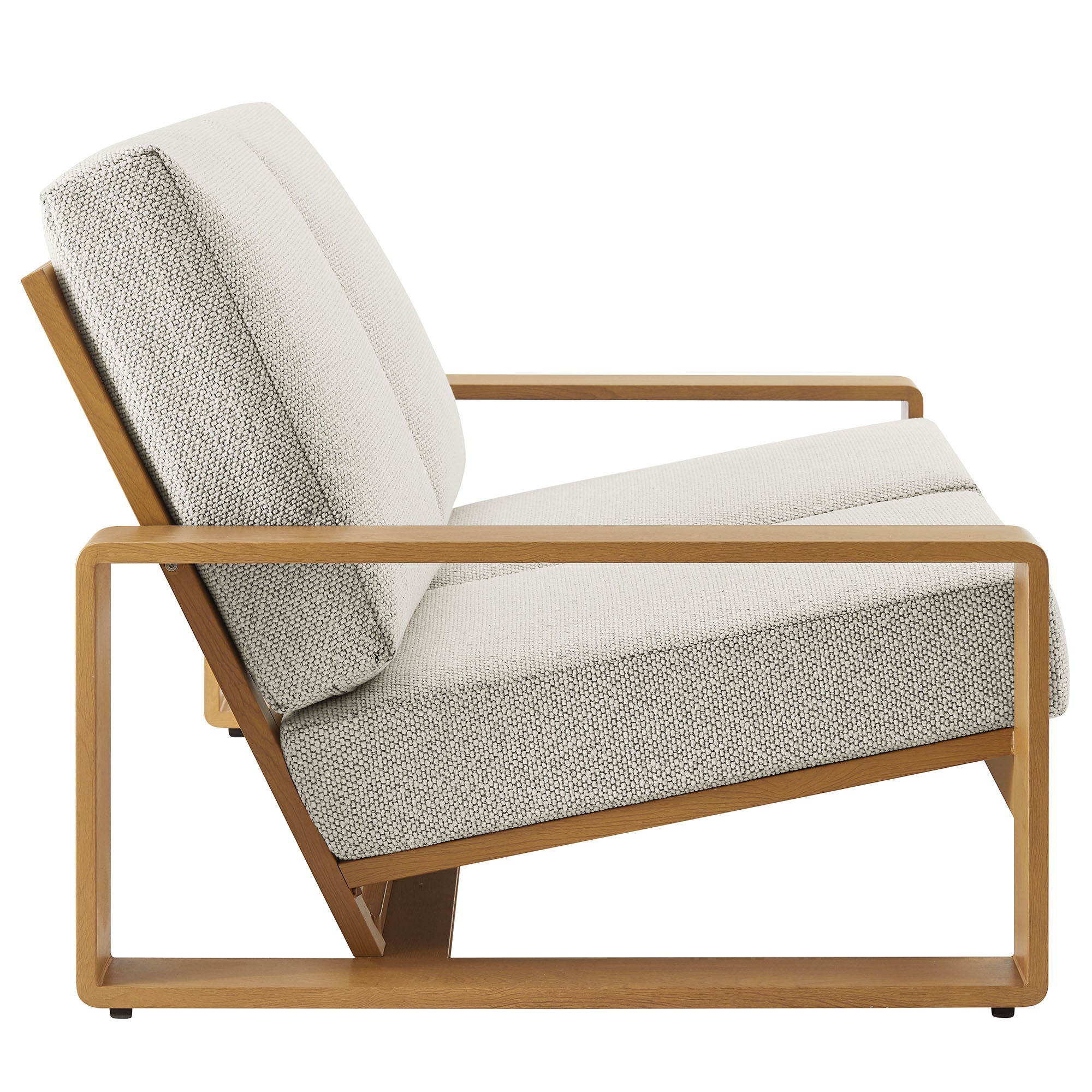 Lirienne Outdoor Patio Aluminum Faux Wood Loveseat, Ivory Natural
