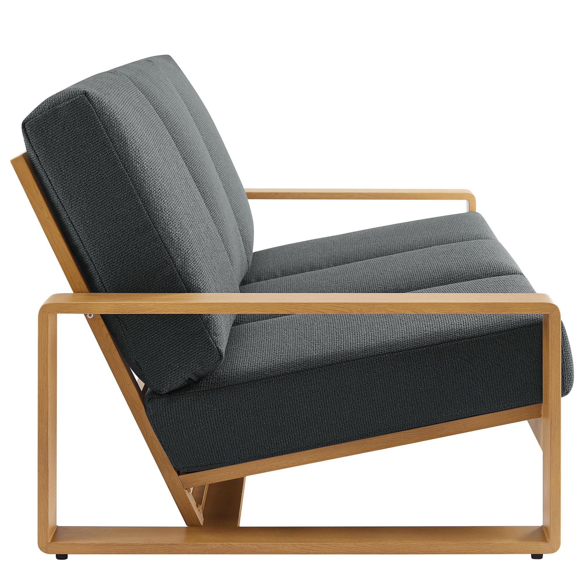 Lirienne 2-Piece Outdoor Patio Aluminum Faux Wood Furniture Set, Charcoal Natural