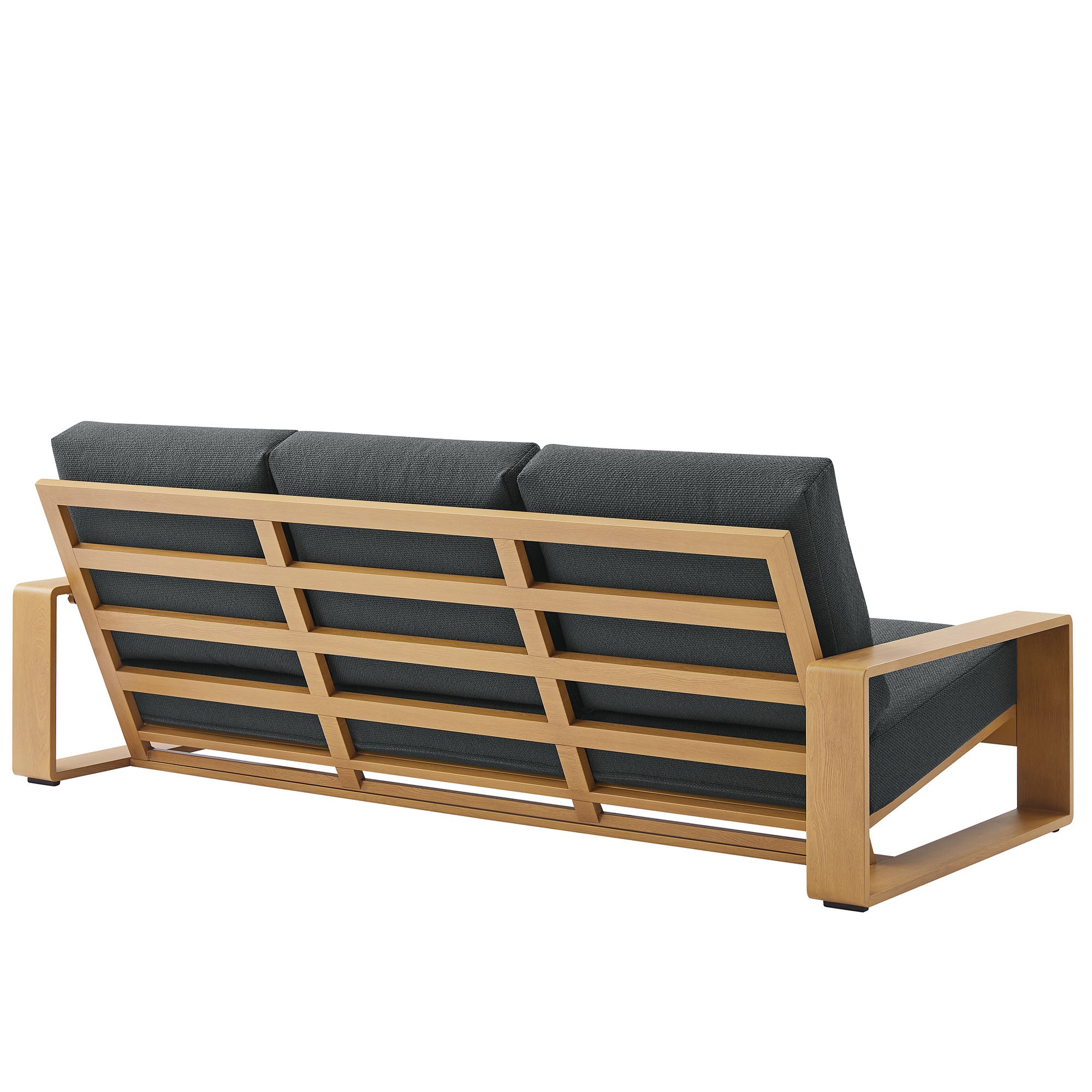Lirienne 4-Piece Outdoor Patio Aluminum Faux Wood Furniture Set, Charcoal Natural