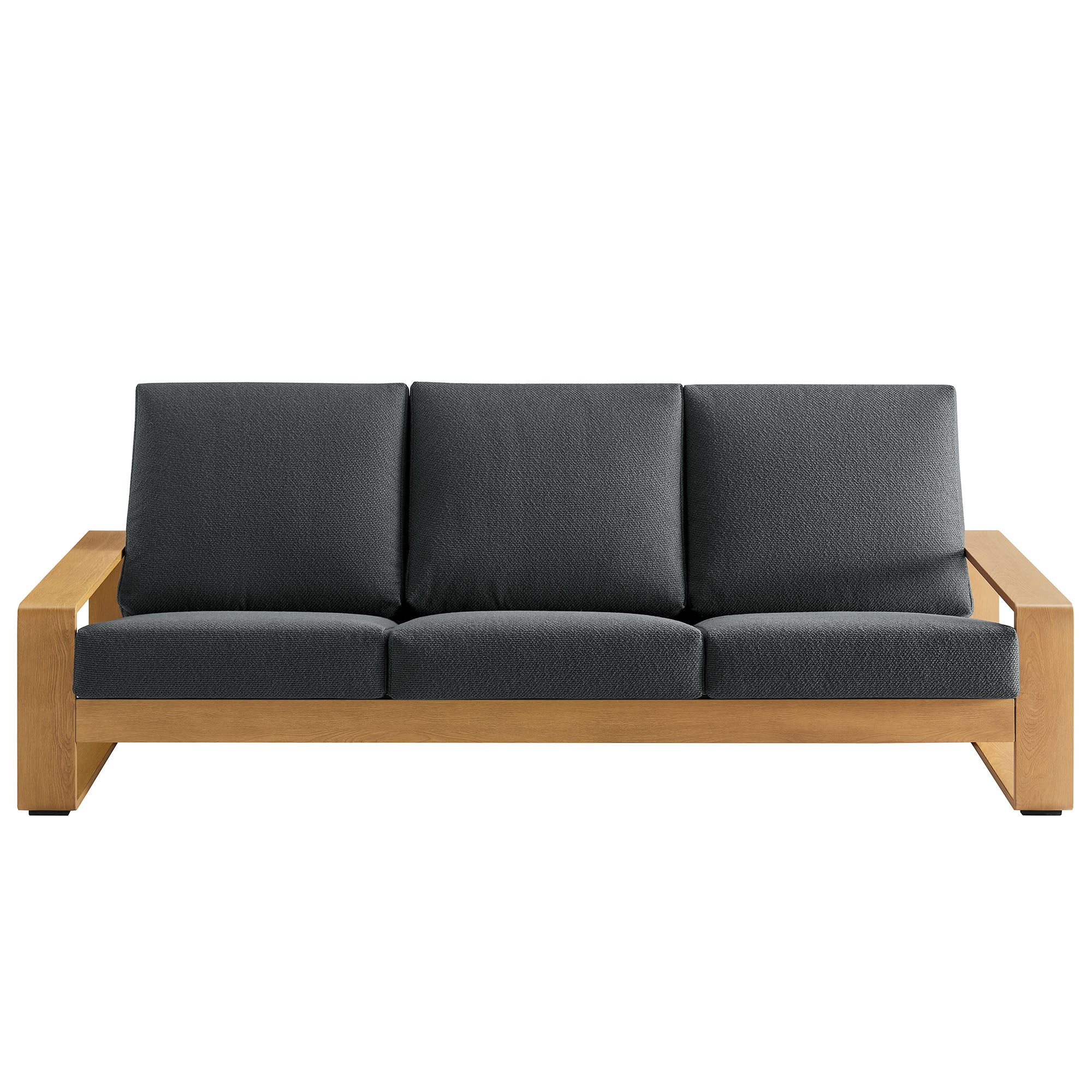 Lirienne Outdoor Patio Aluminum Faux Wood Sofa, Charcoal Natural