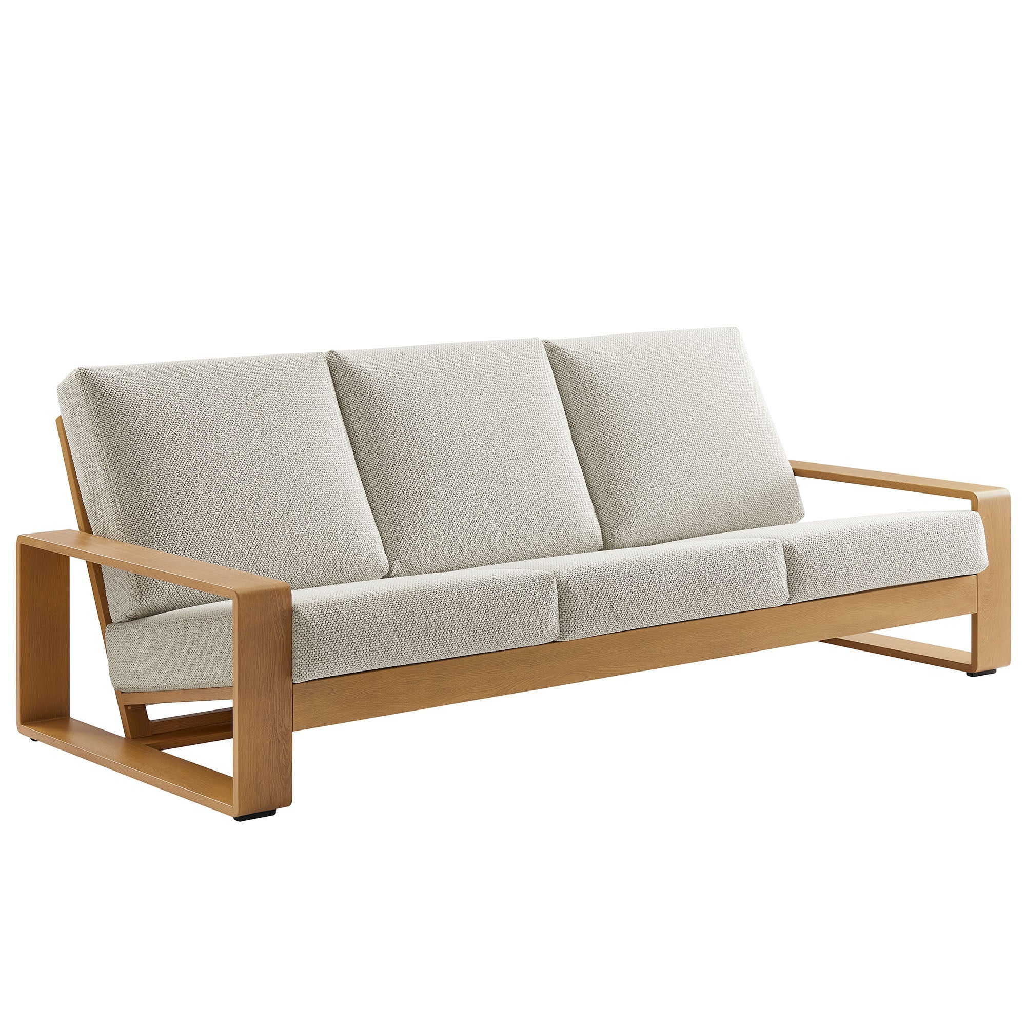 Lirienne Outdoor Patio Aluminum Faux Wood Sofa, Ivory Natural