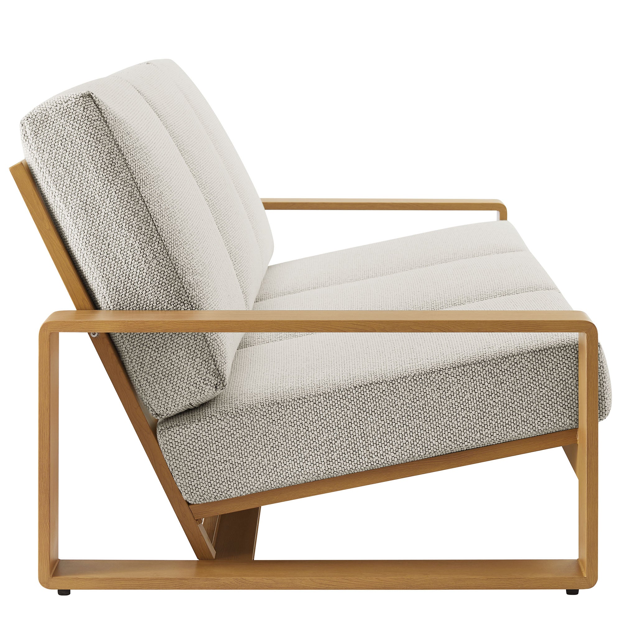 Lirienne Outdoor Patio Aluminum Faux Wood Sofa, Ivory Natural