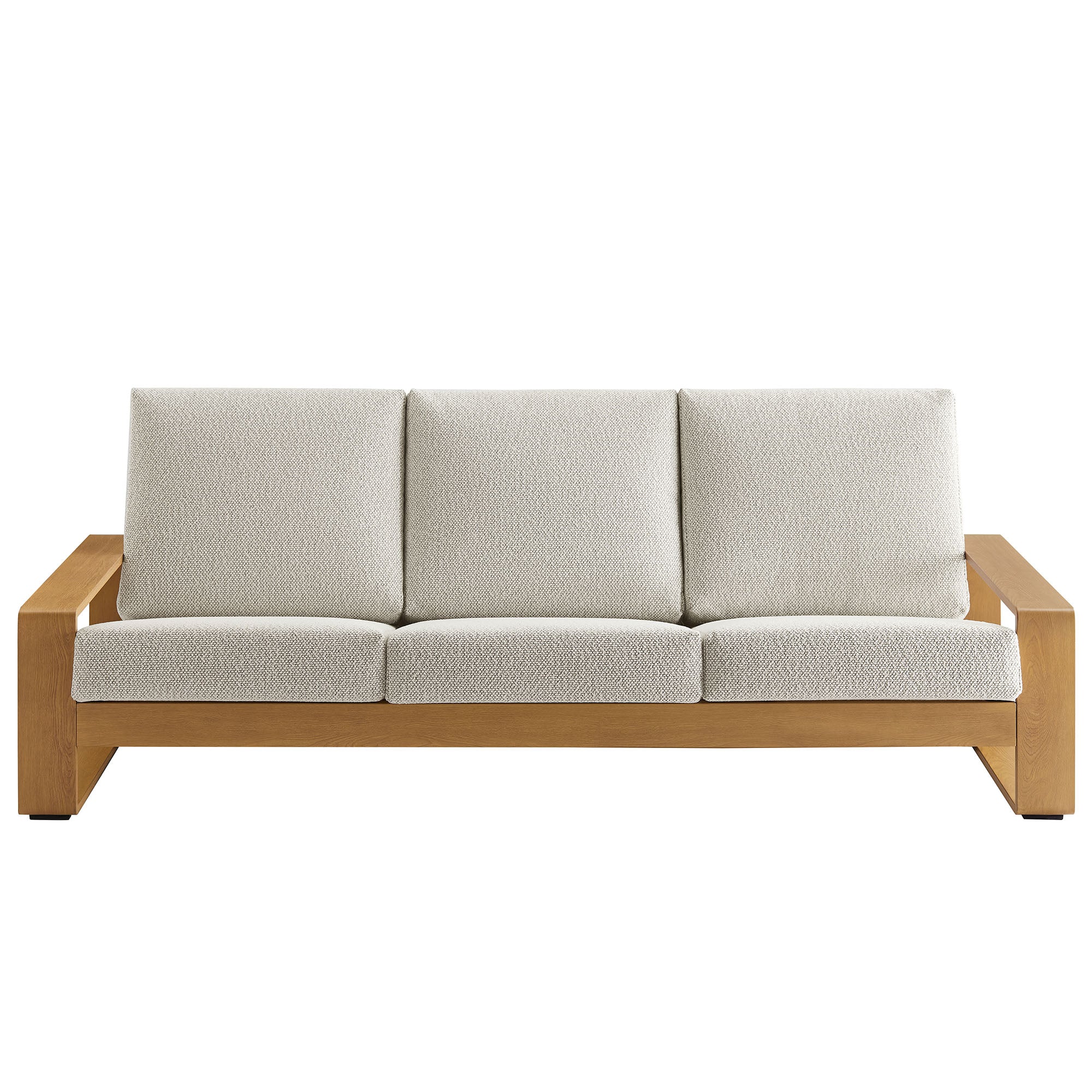 Lirienne Outdoor Patio Aluminum Faux Wood Sofa, Ivory Natural