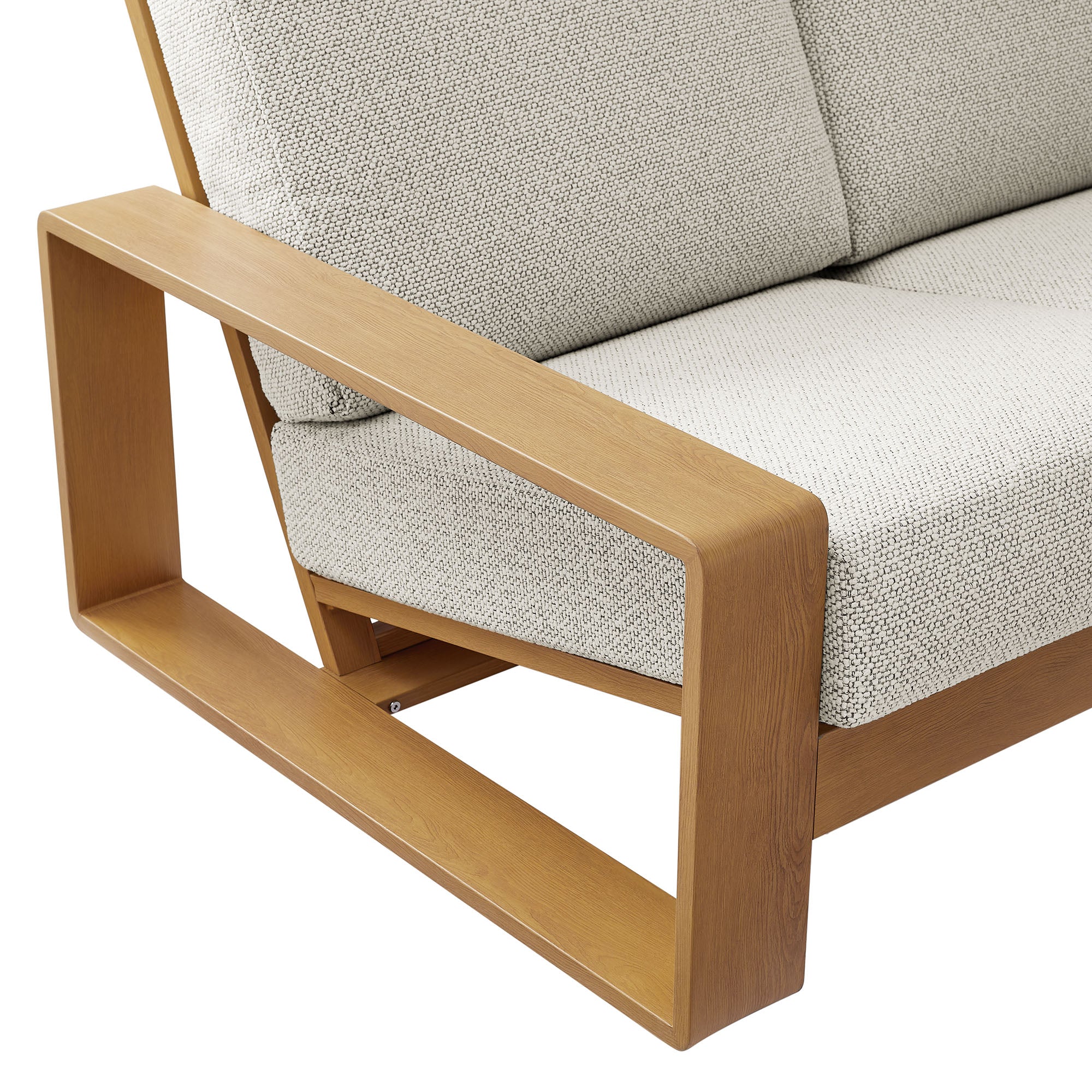 Lirienne Outdoor Patio Aluminum Faux Wood Sofa, Ivory Natural