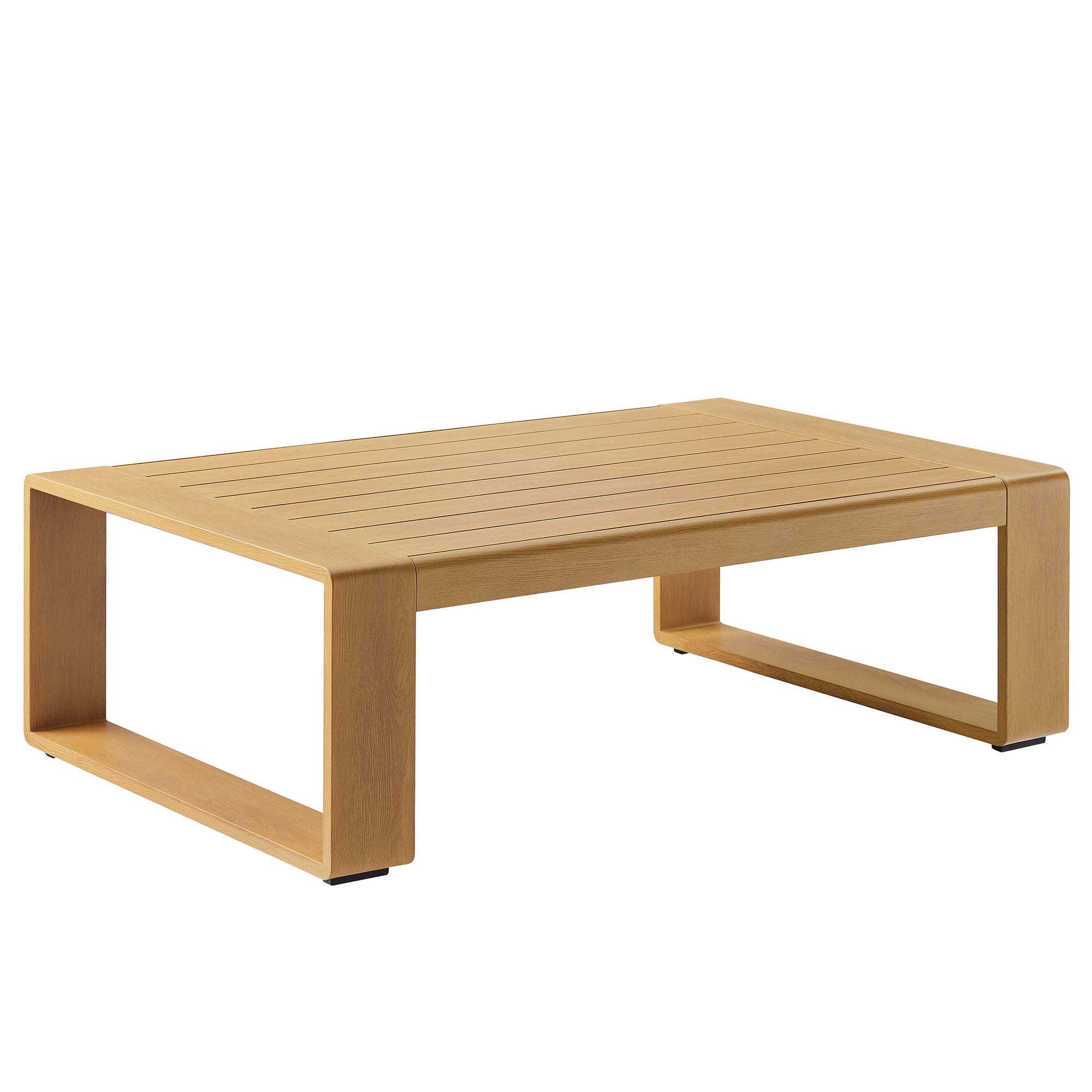 Lirienne Outdoor Patio Aluminum Faux Wood Coffee Table, Natural