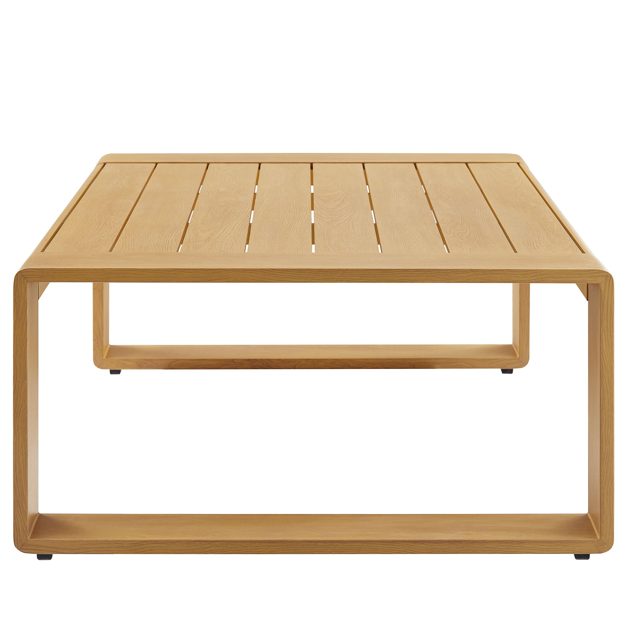 Lirienne Outdoor Patio Aluminum Faux Wood Coffee Table, Natural