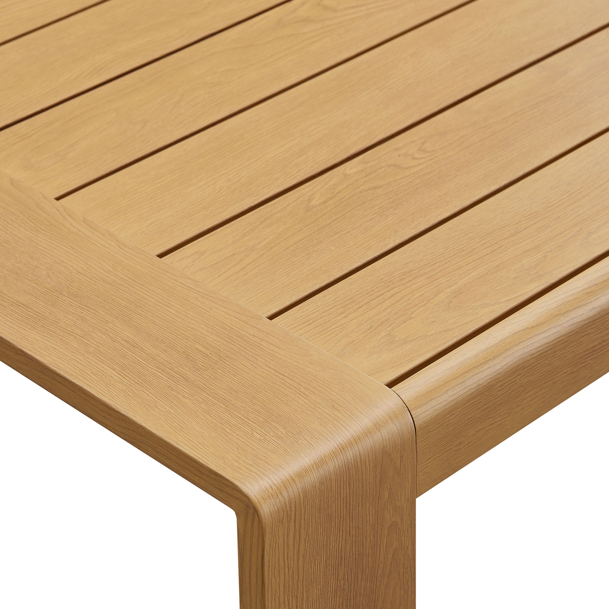 Lirienne Outdoor Patio Aluminum Faux Wood Coffee Table, Natural
