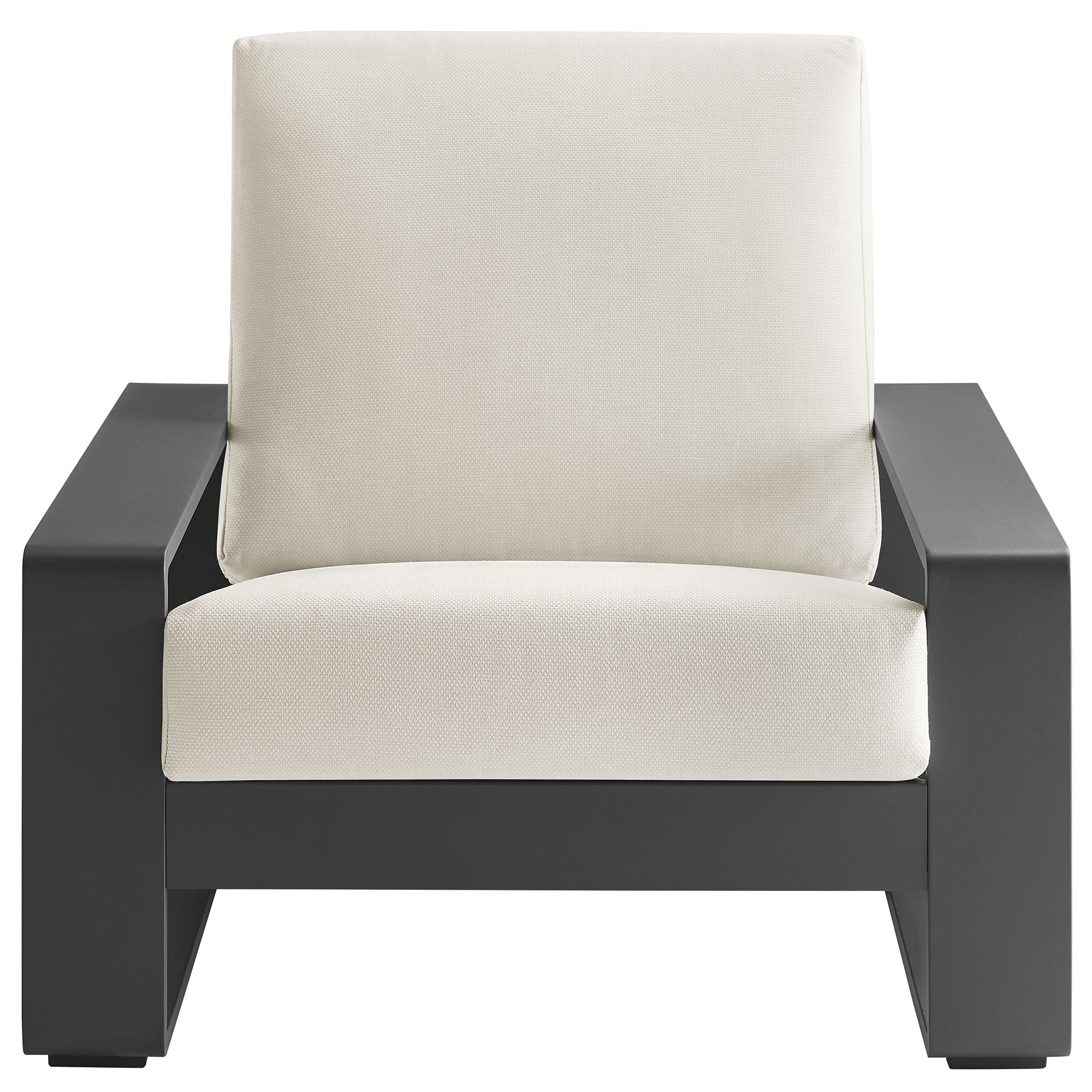 Lirienne Outdoor Patio Aluminum Armchair, Cream Gray