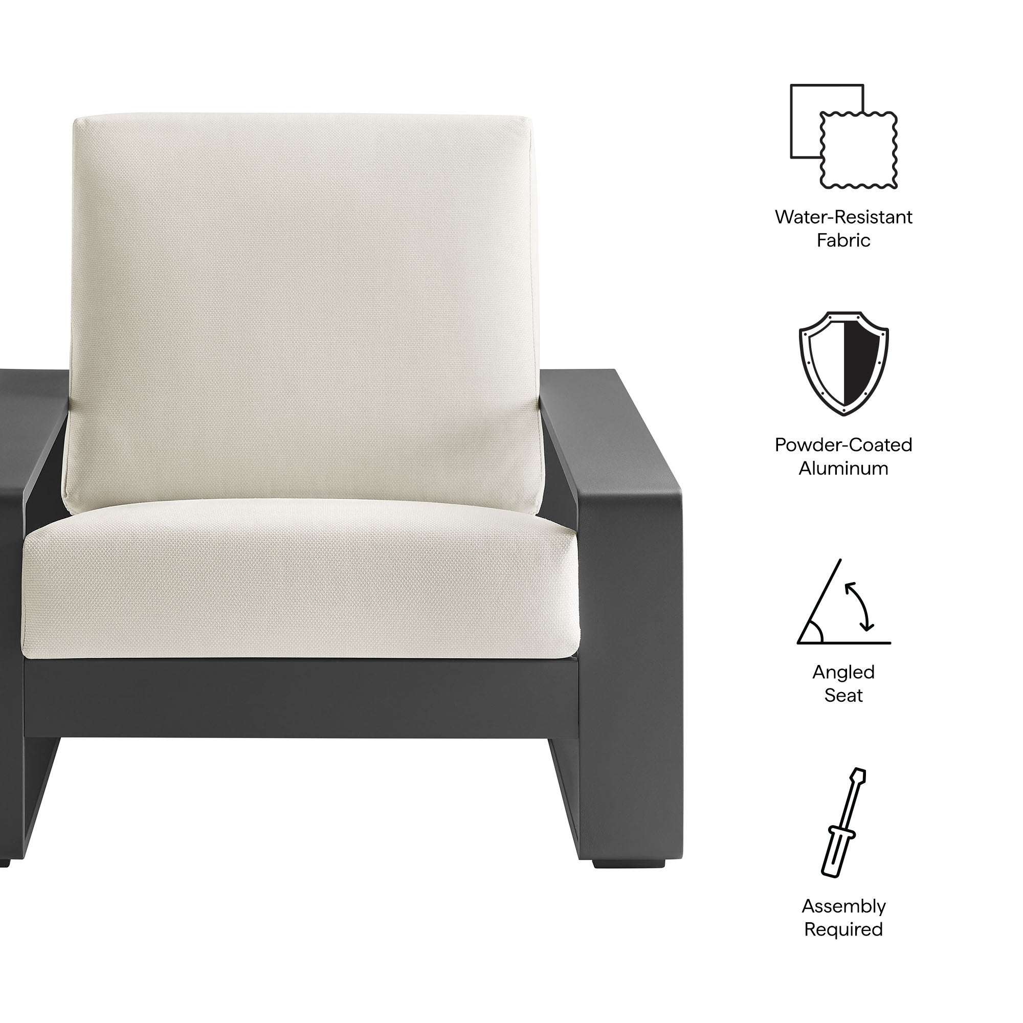 Lirienne Outdoor Patio Aluminum Armchair, Cream Gray
