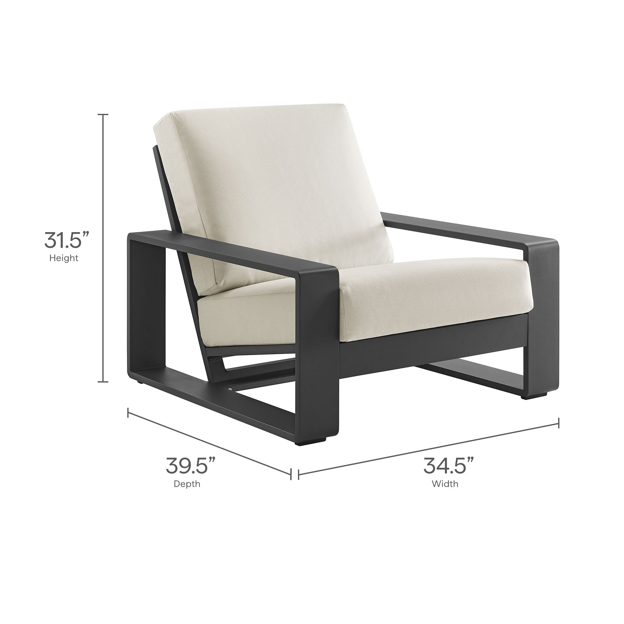 Lirienne Outdoor Patio Aluminum Armchair, Cream Gray