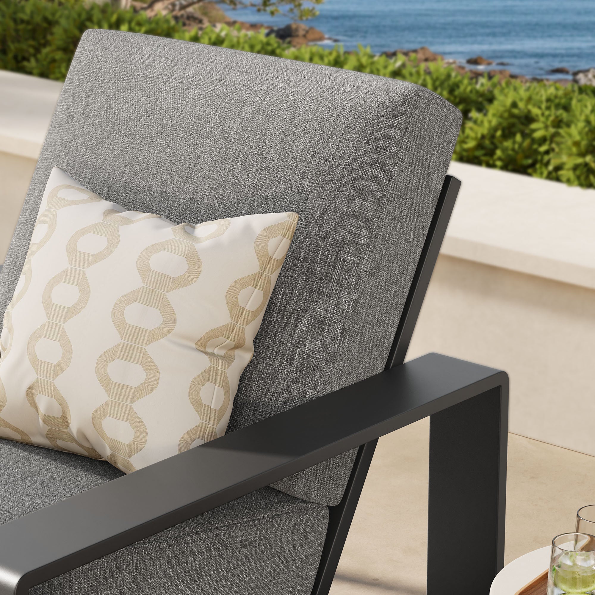 Lirienne Outdoor Patio Aluminum Armchair, Light Gray Gray