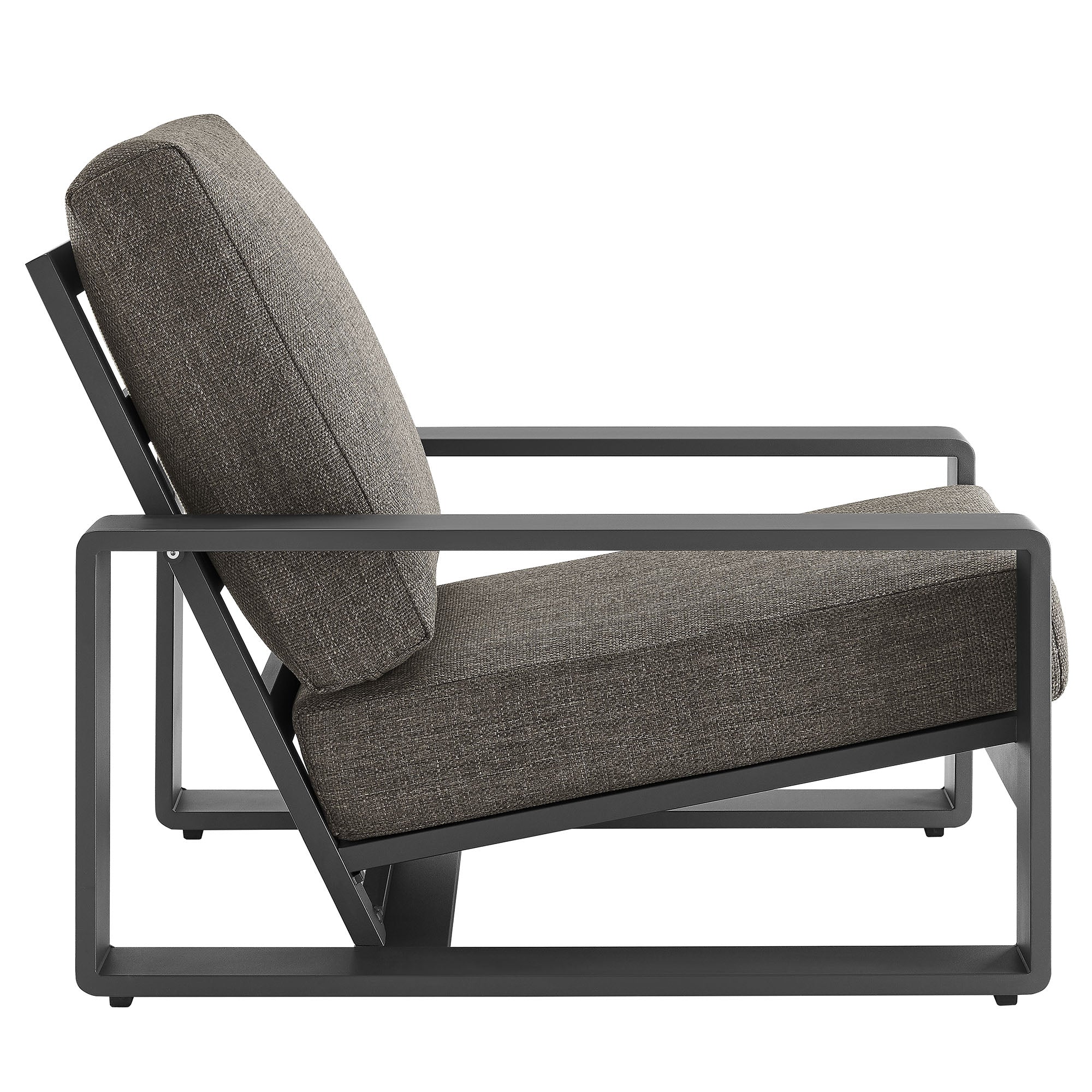 Lirienne Outdoor Patio Aluminum Faux Wood Armchairs Set of 2, Smoke