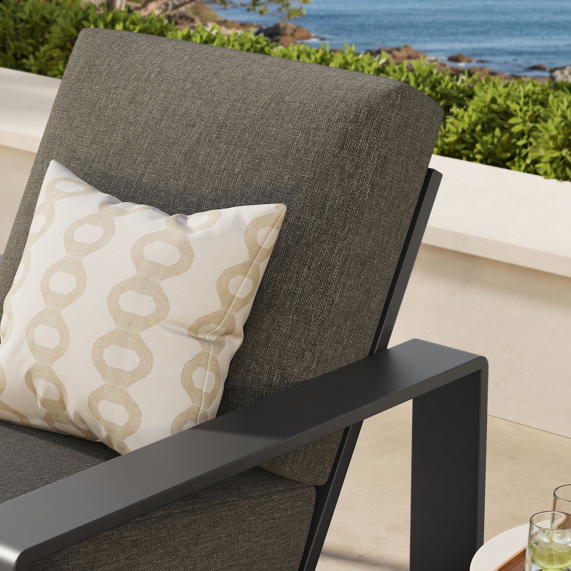 Lirienne Outdoor Patio Aluminum Armchair, Smoke