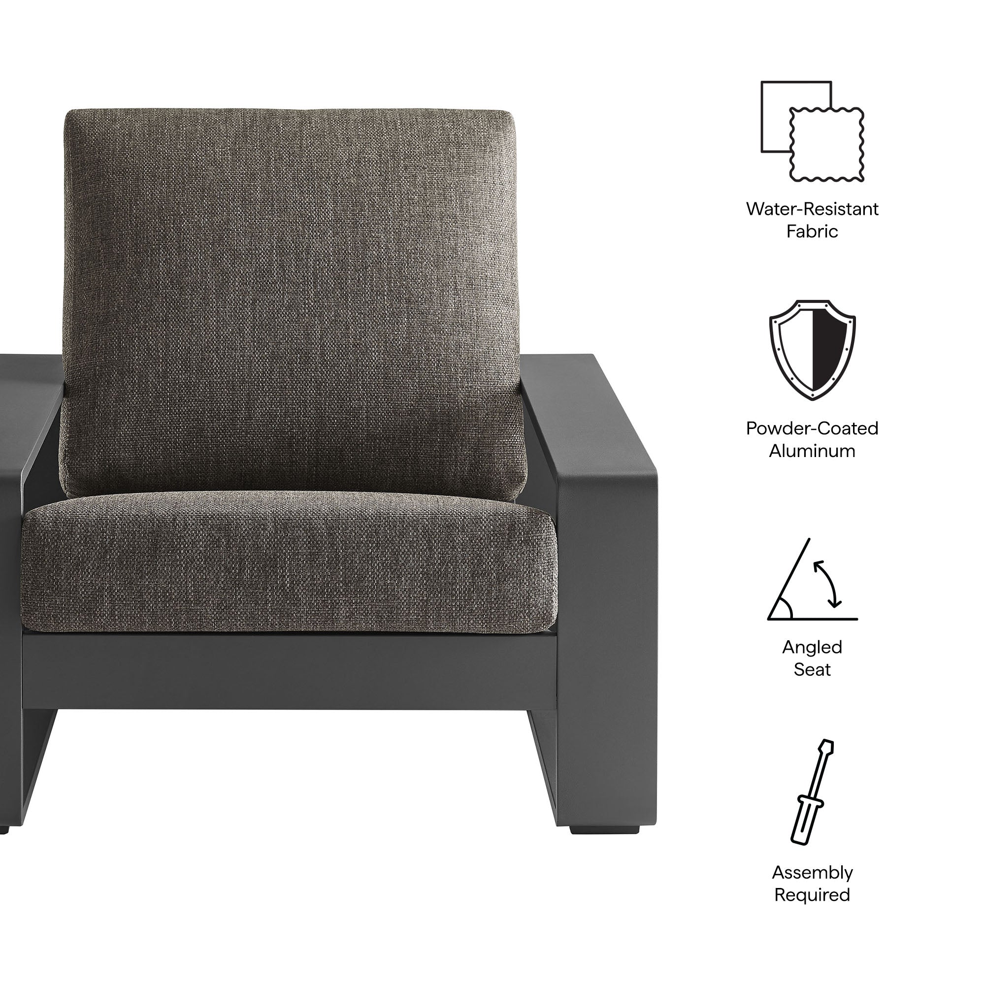 Lirienne Outdoor Patio Aluminum Armchair, Smoke