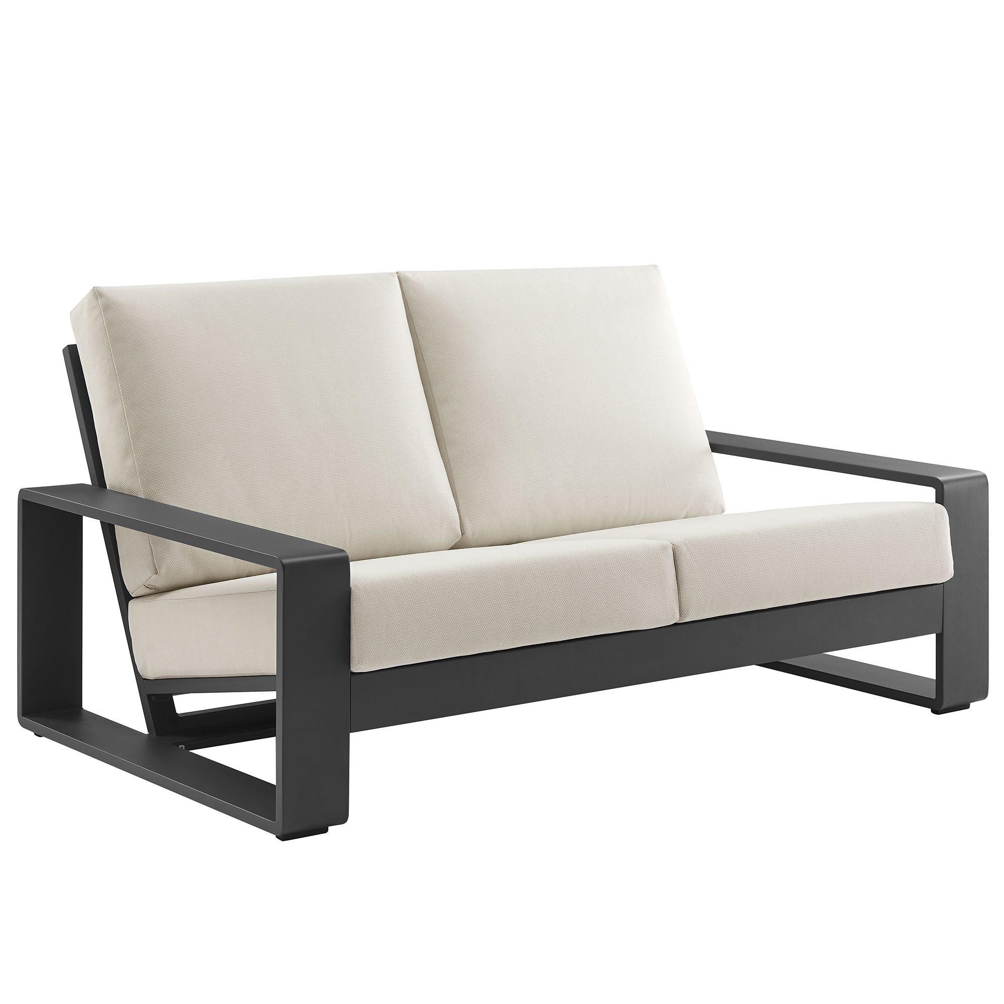 Lirienne Outdoor Patio Aluminum Loveseat, Cream Gray