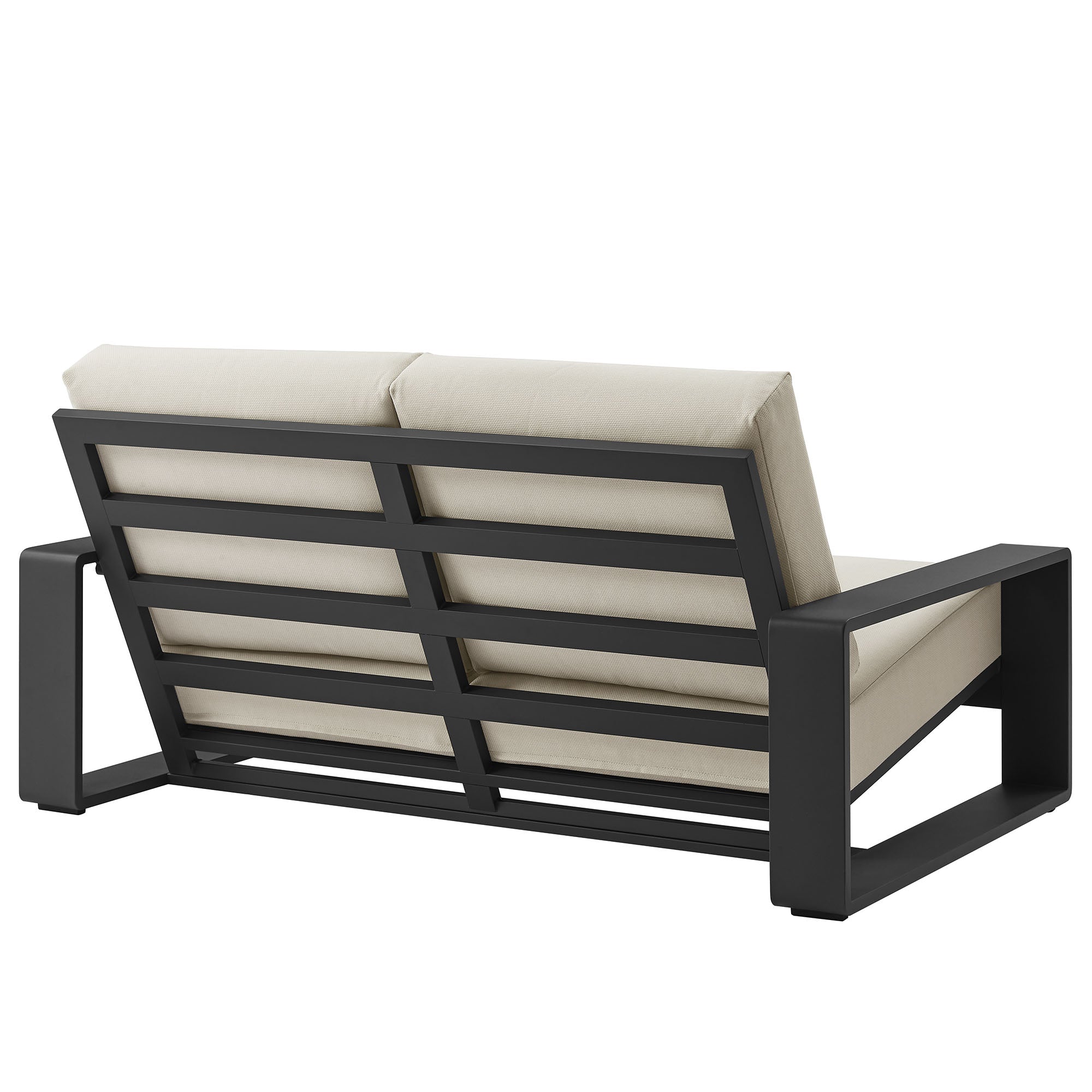 Lirienne Outdoor Patio Aluminum Loveseat, Cream Gray
