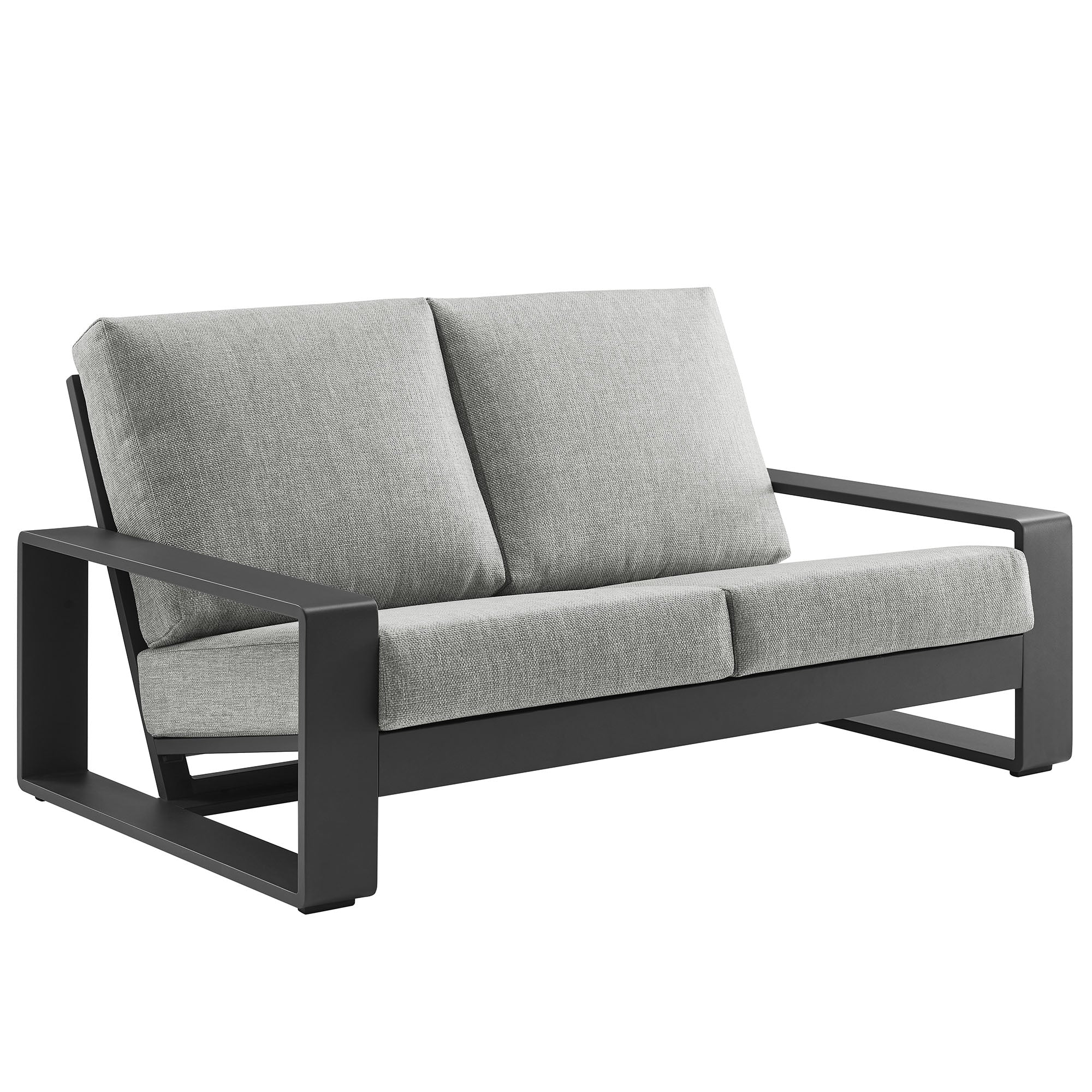 Lirienne Outdoor Patio Aluminum Loveseat, Light Gray Gray