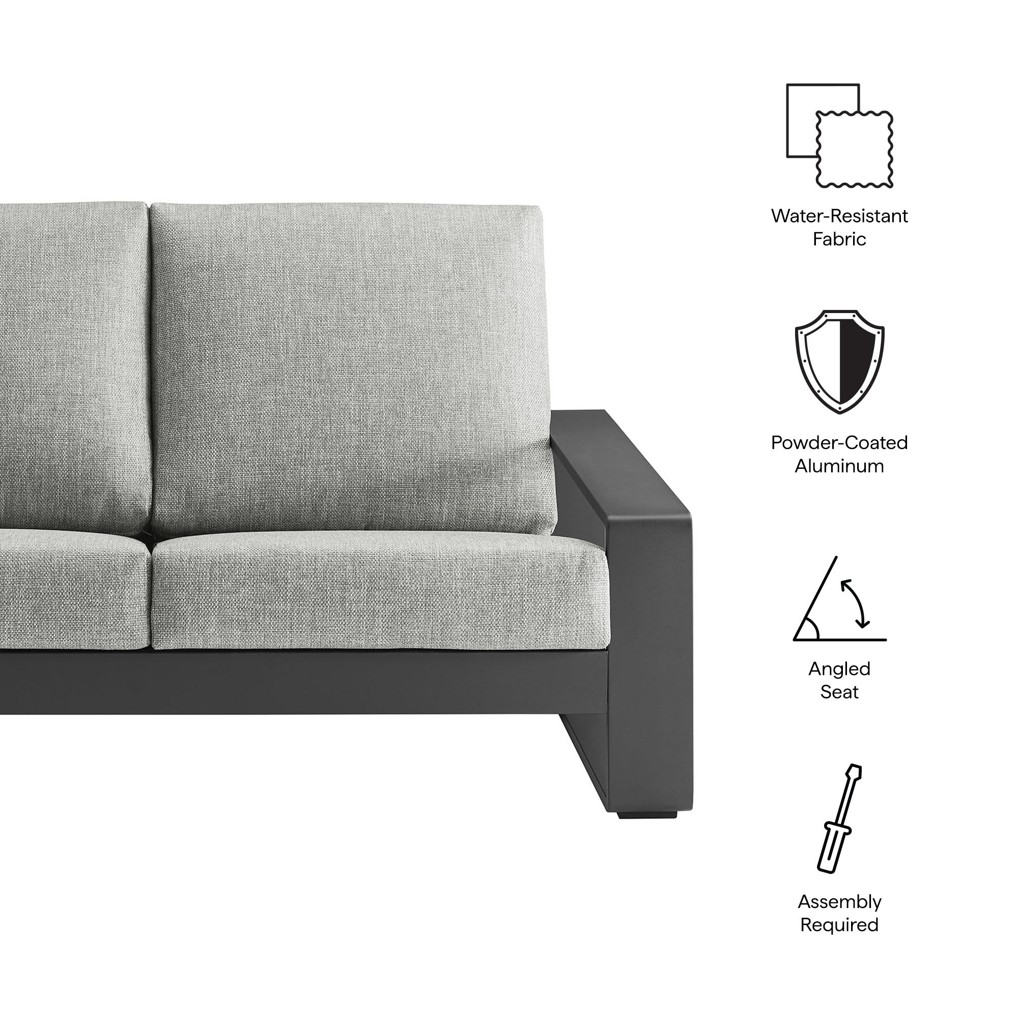 Lirienne Outdoor Patio Aluminum Loveseat, Light Gray Gray