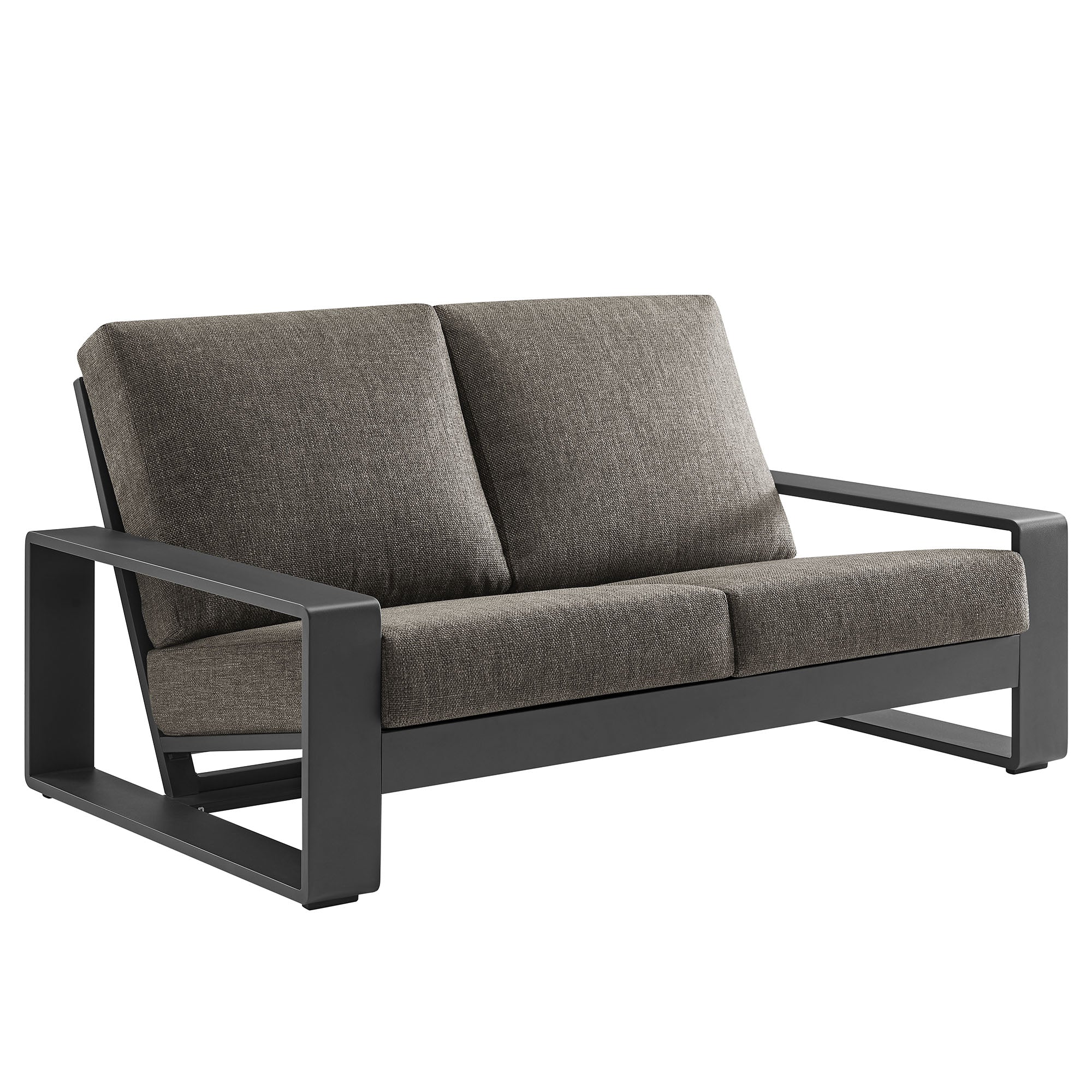 Lirienne Outdoor Patio Aluminum Loveseat, Smoke Gray