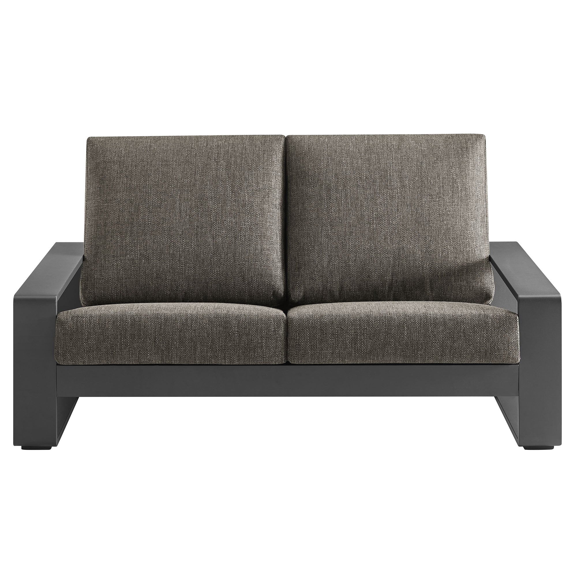 Lirienne Outdoor Patio Aluminum Loveseat, Smoke Gray