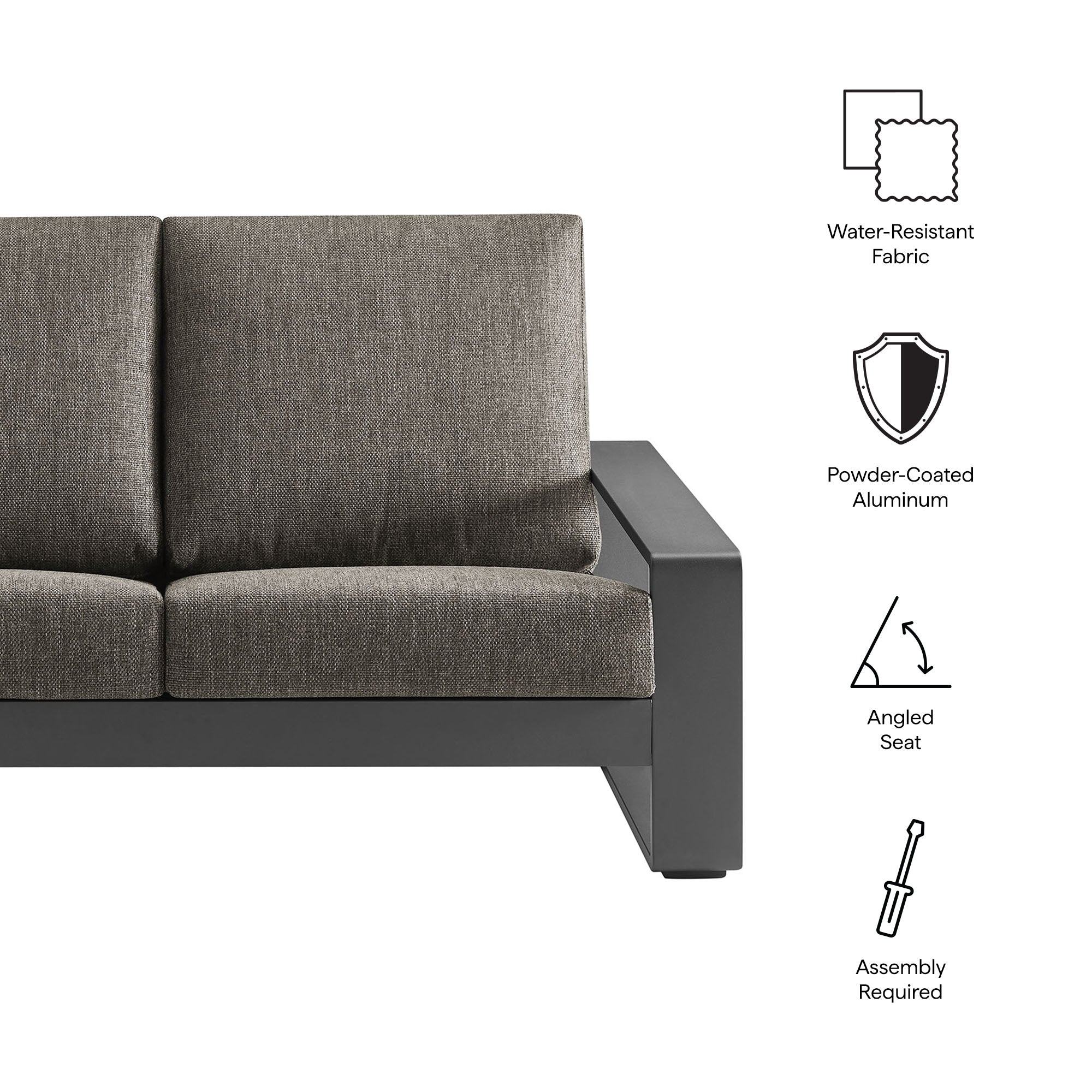 Lirienne Outdoor Patio Aluminum Loveseat, Smoke Gray