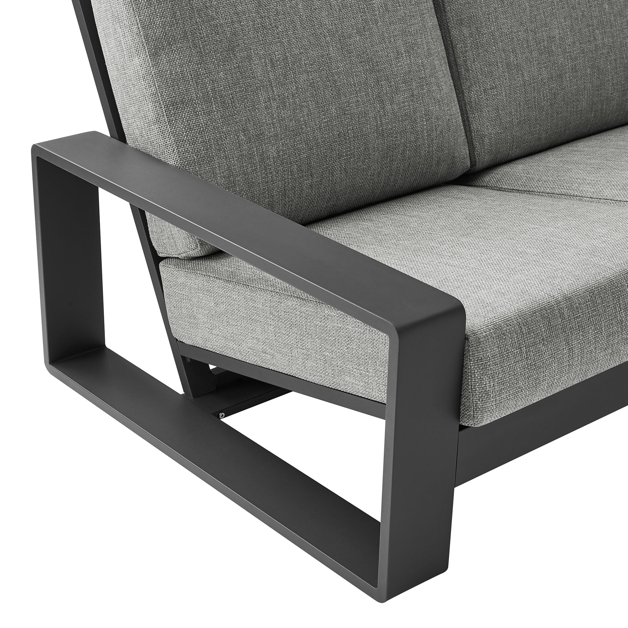 Lirienne Outdoor Patio Aluminum Sofa, Light Gray Gray