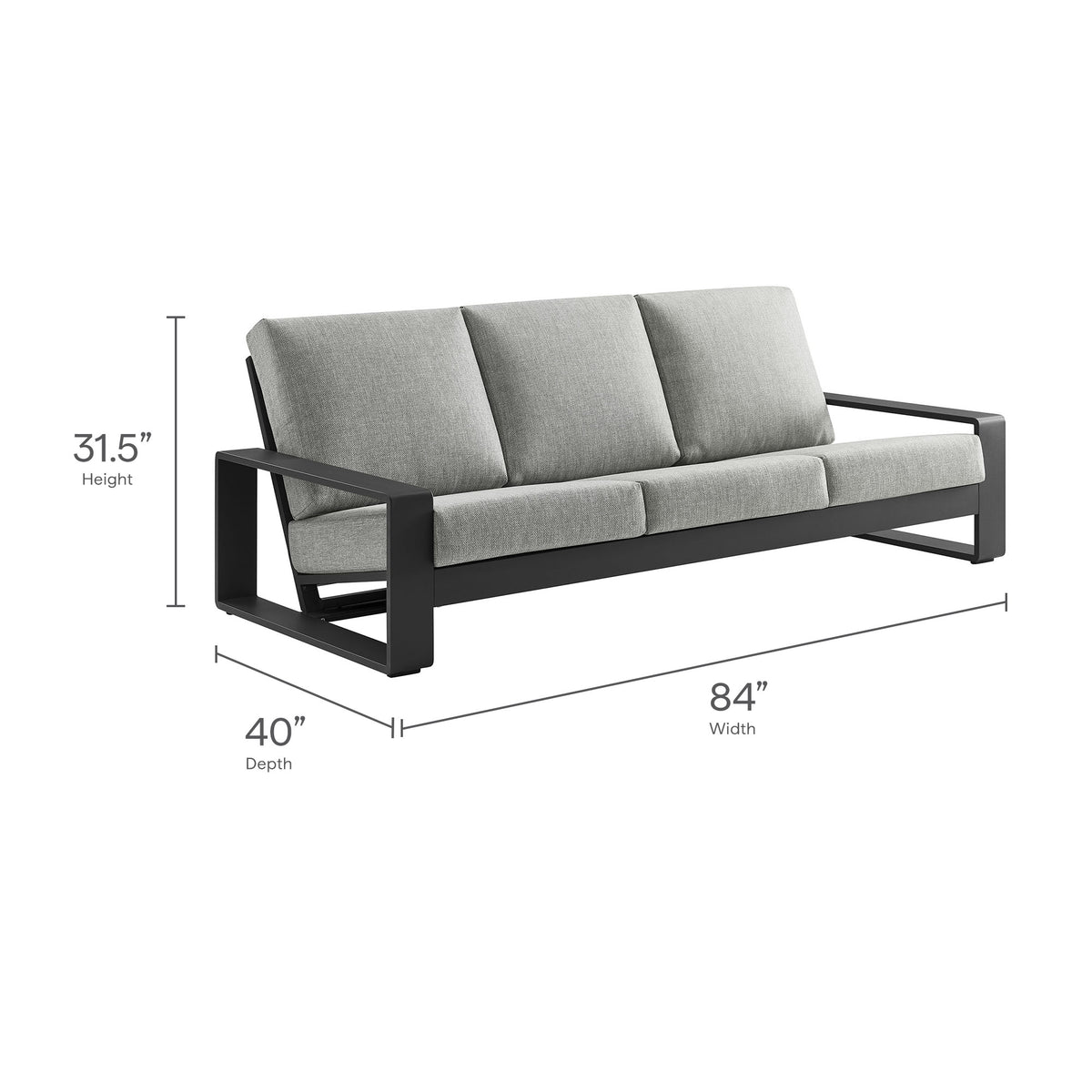 Lirienne 2-Piece Outdoor Patio Aluminum Furniture Set, Light Gray