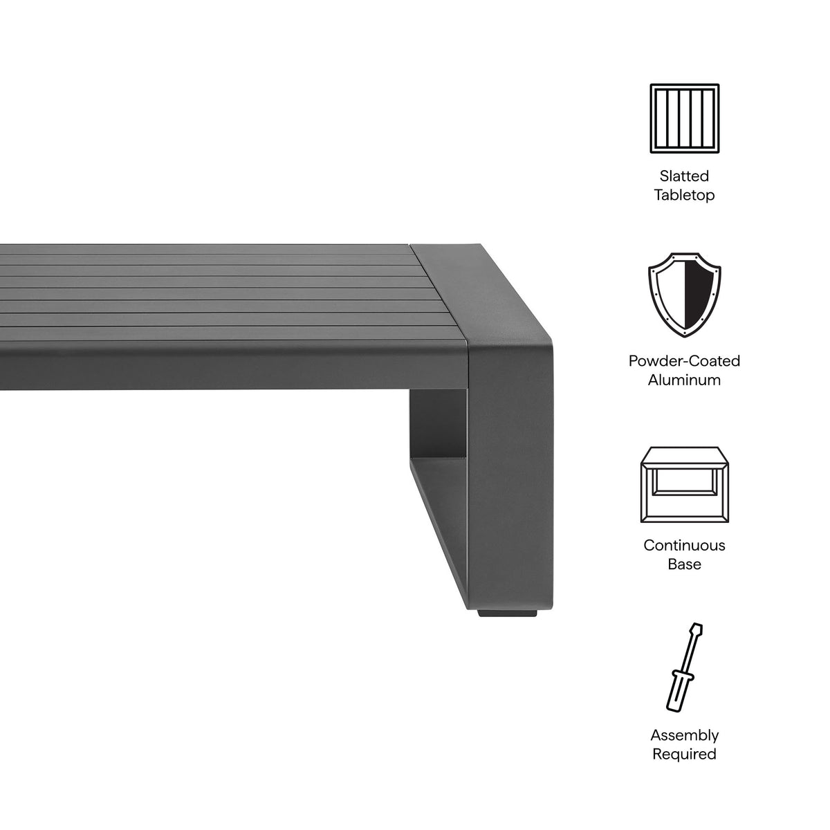 Lirienne Outdoor Patio Aluminum Coffee Table, Gray