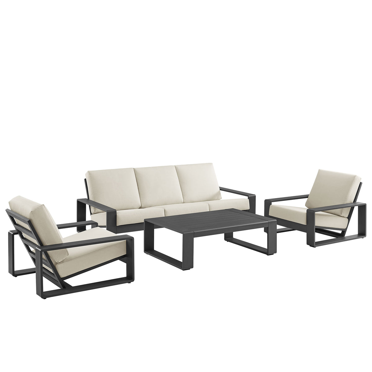 Lirienne 4-Piece Outdoor Patio Aluminum Furniture Set, Cream