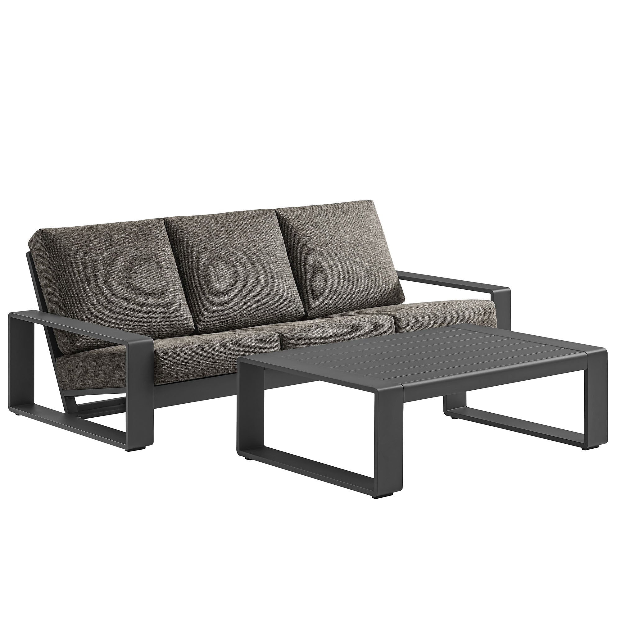 Lirienne 2-Piece Outdoor Patio Aluminum Furniture Set, Smoke