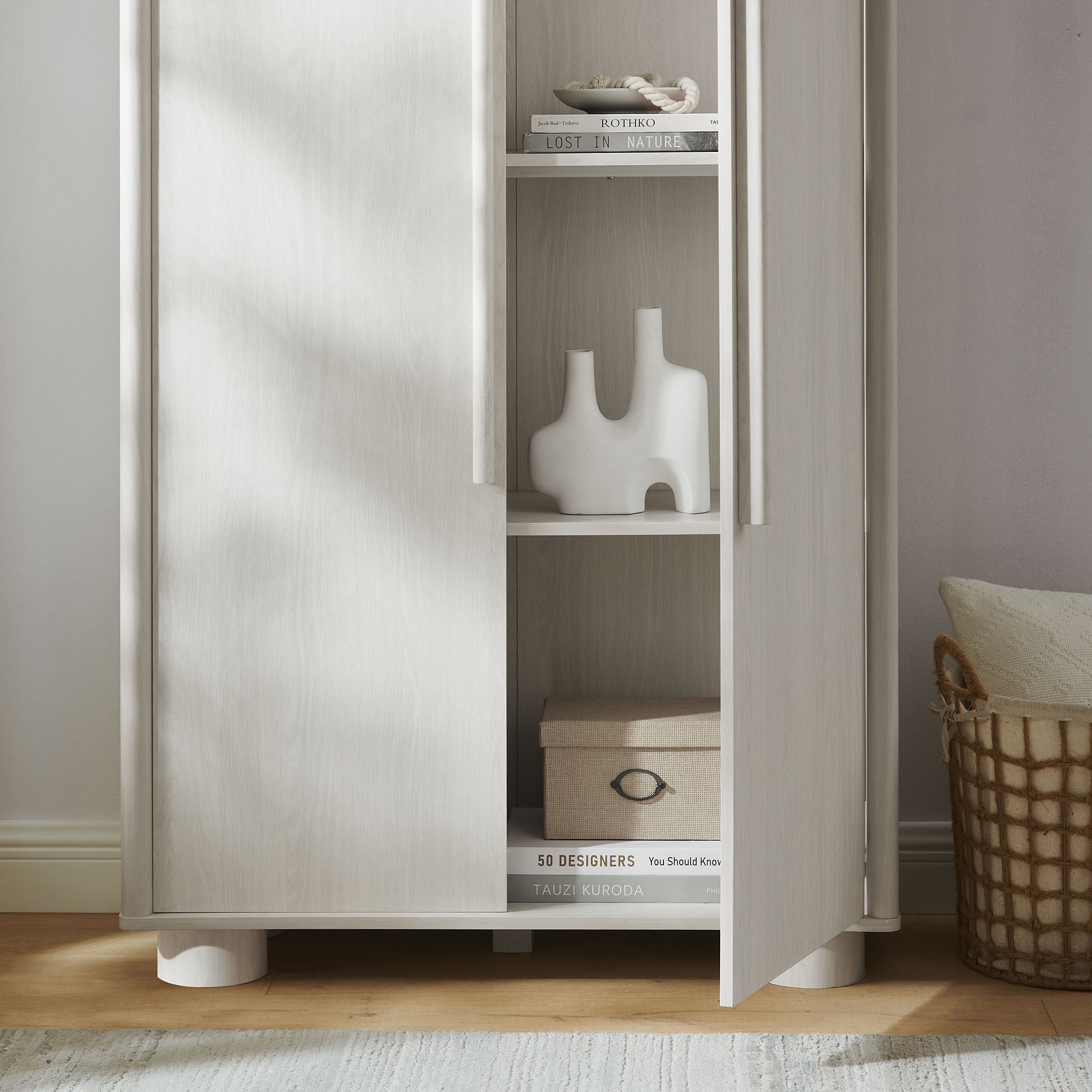 Bellamy Tall Arched Storage Cabinet, Ash