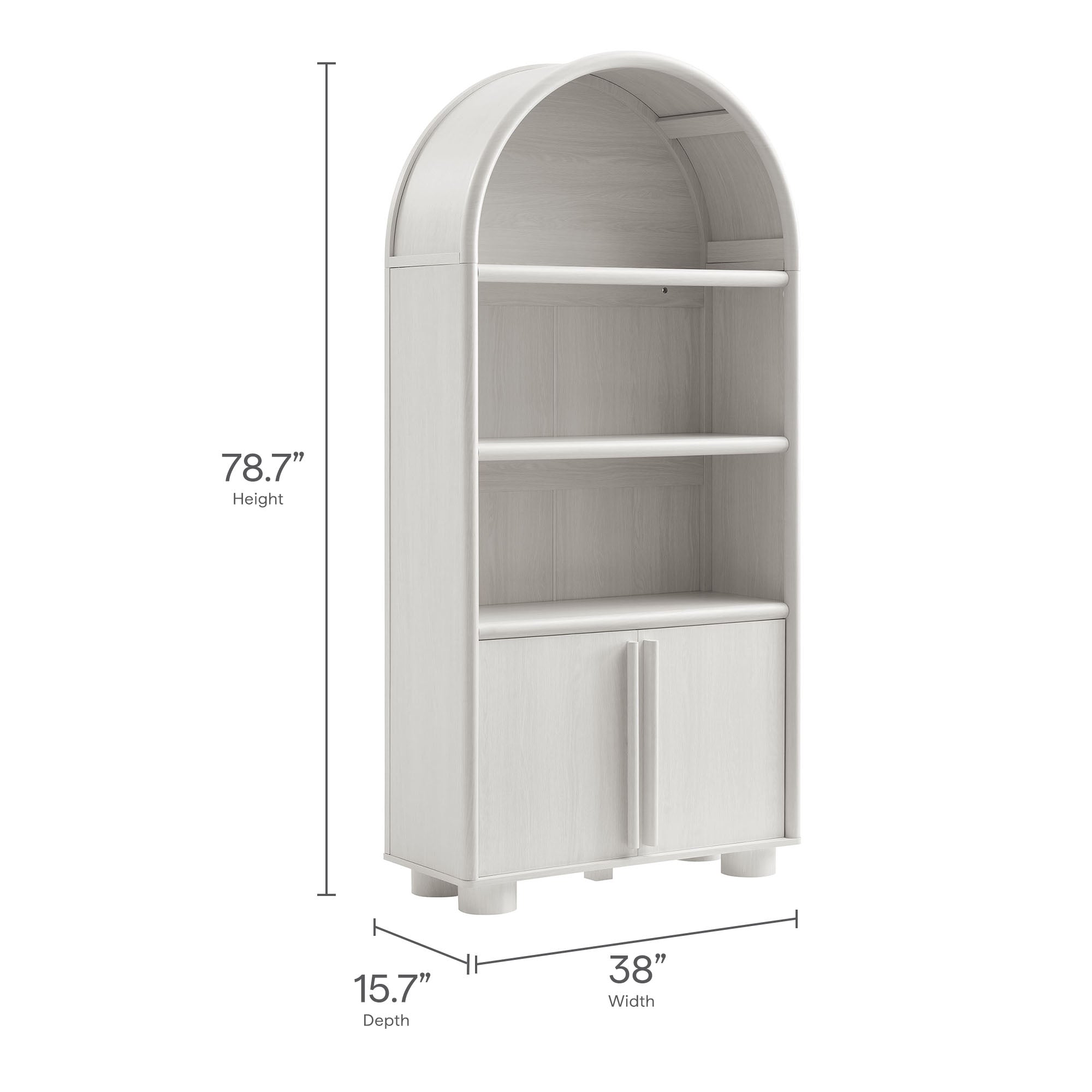 Bellamy Tall Arched Display Cabinet Bookcase, Ash