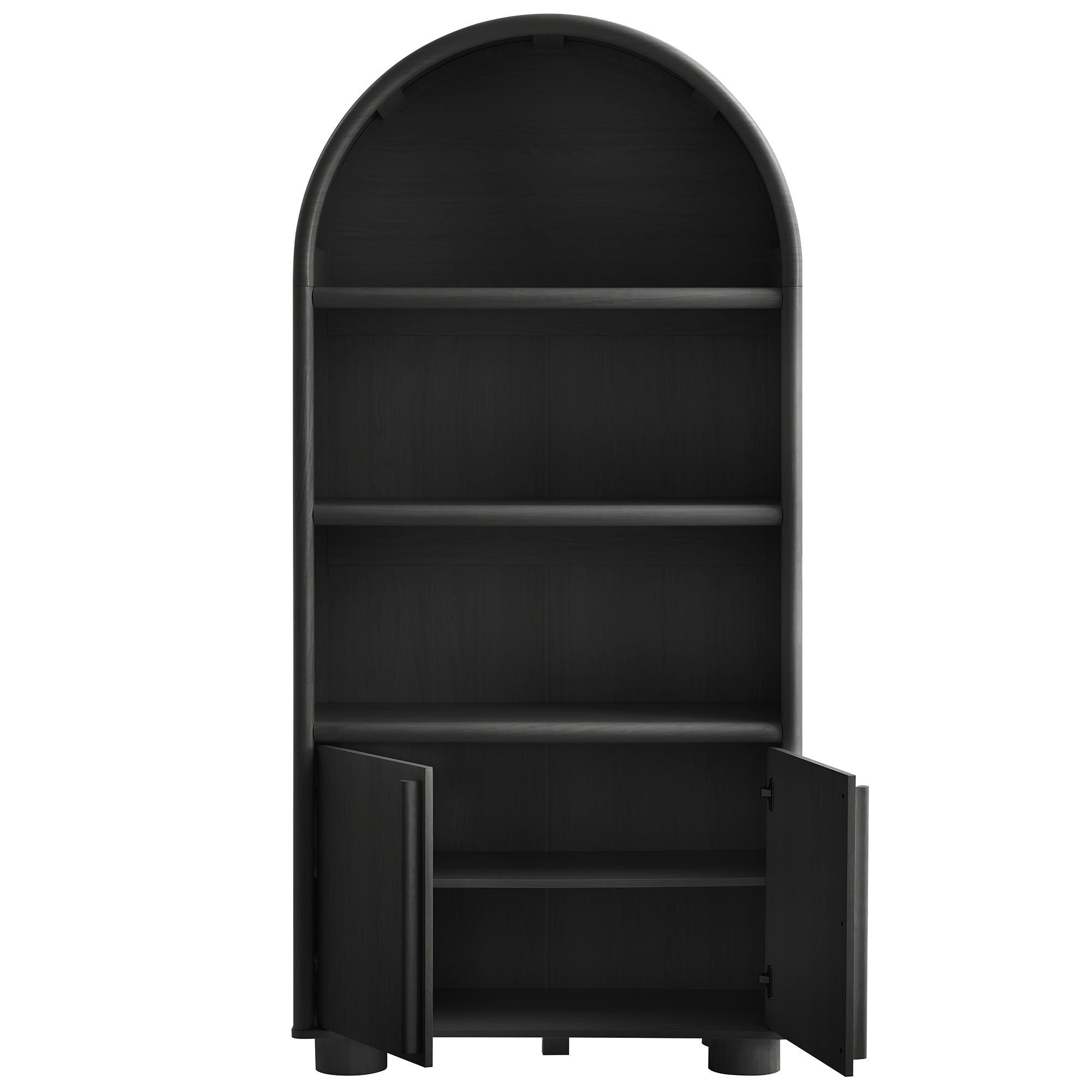 Bellamy Tall Arched Display Cabinet Bookcase, Black Oak