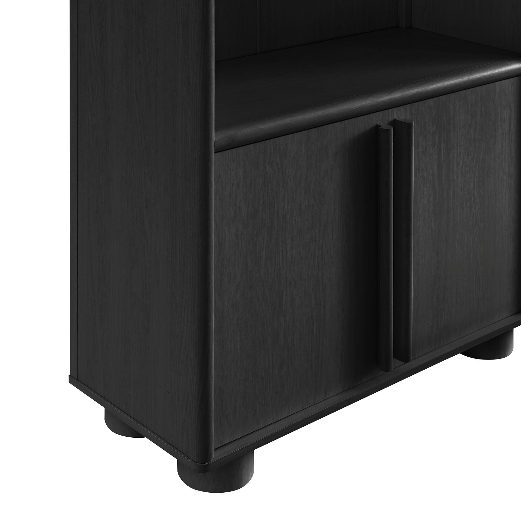 Bellamy Tall Arched Display Cabinet Bookcase, Black Oak