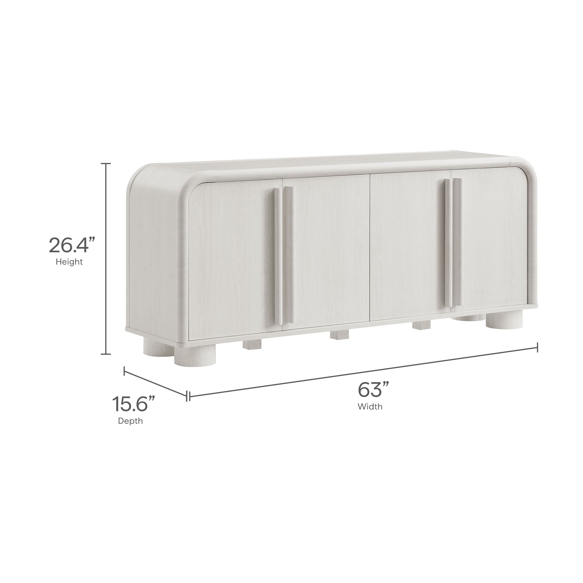 Bellamy Curved 4-Door Sideboard Cabinet, Ash