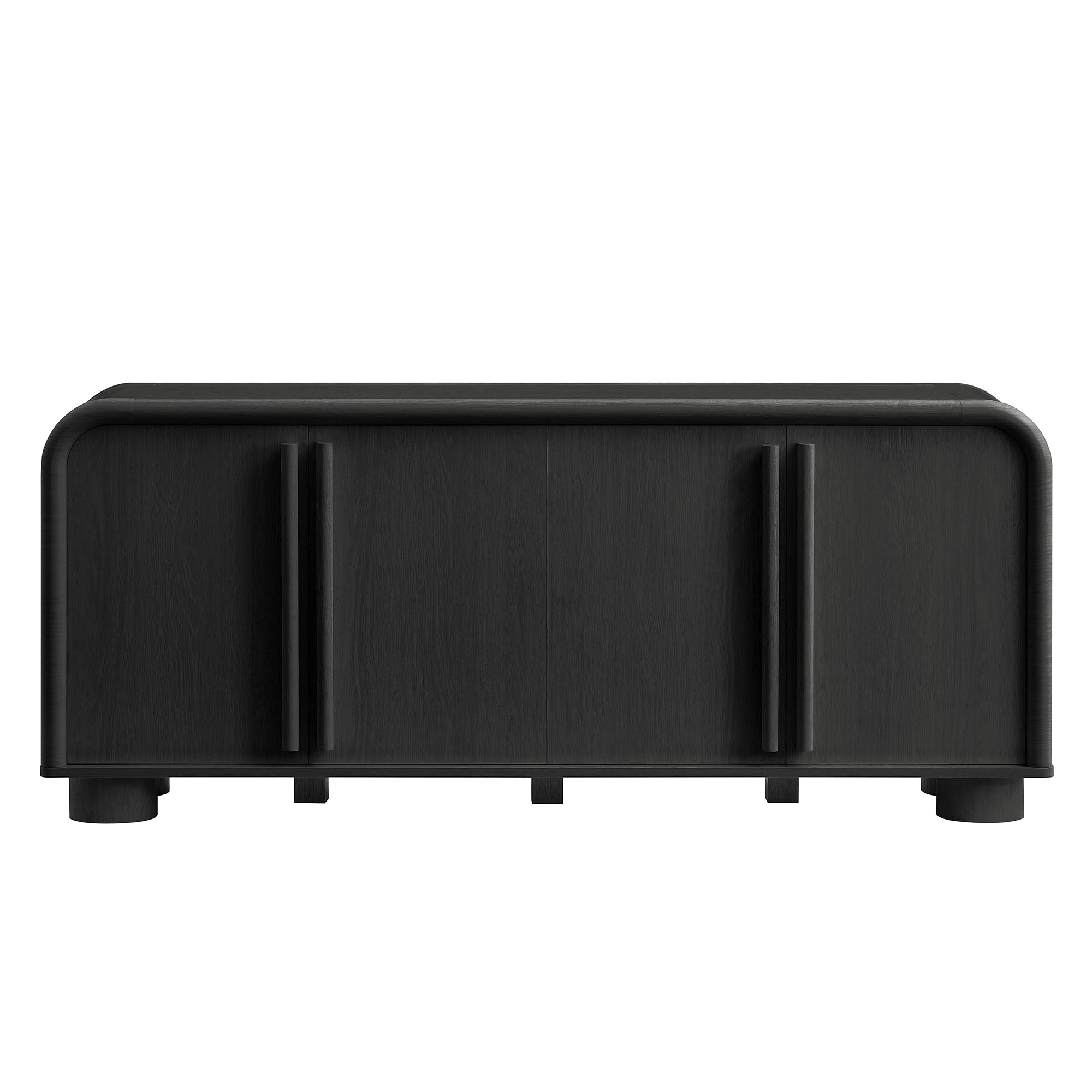 Bellamy Curved 4-Door Sideboard Cabinet, Black Oak