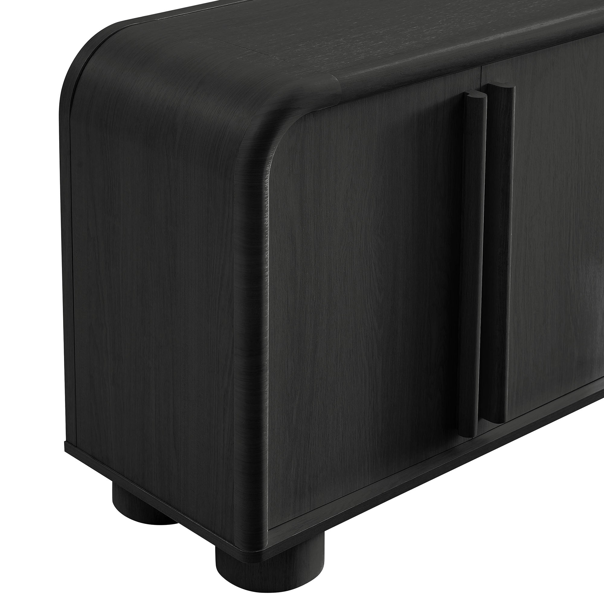 Bellamy Curved 4-Door Sideboard Cabinet, Black Oak
