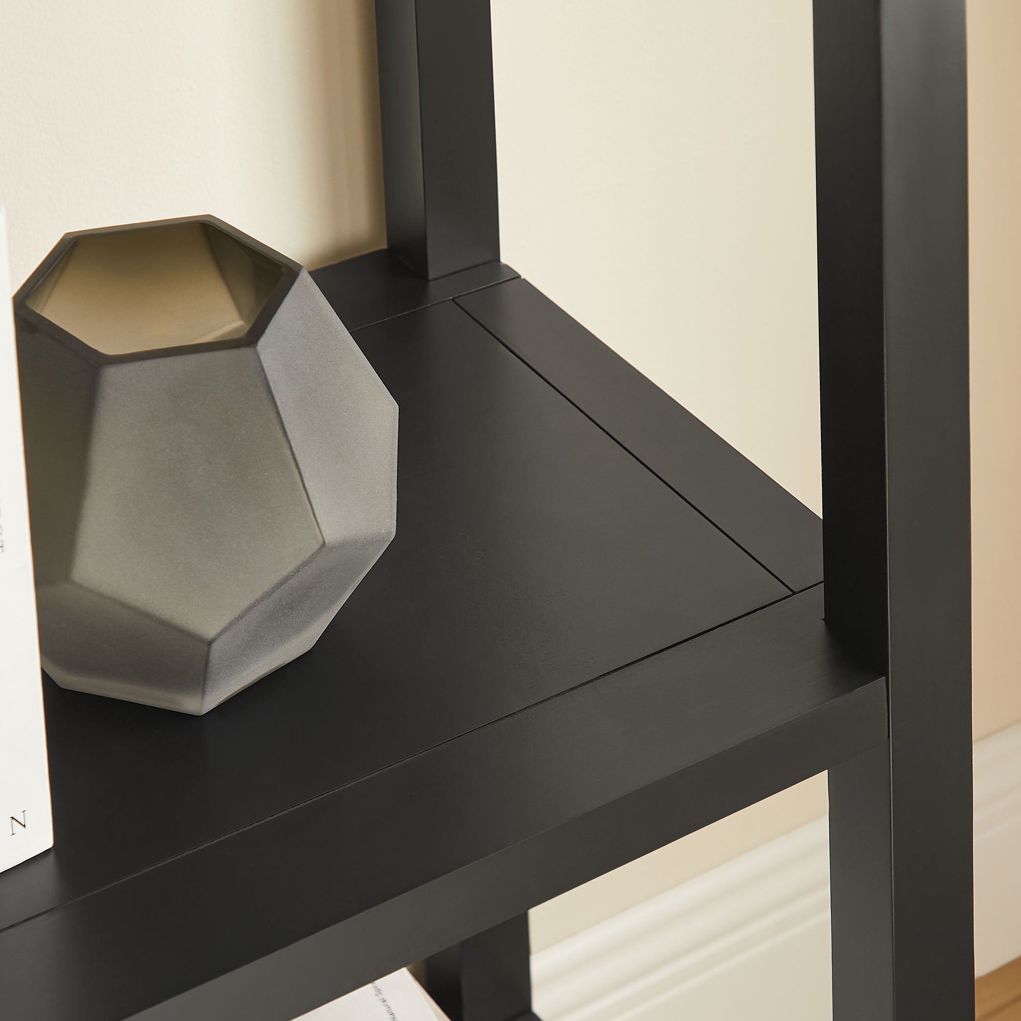 Vexley 72 Inch Tall Narrow Arched Bookshelf, Black