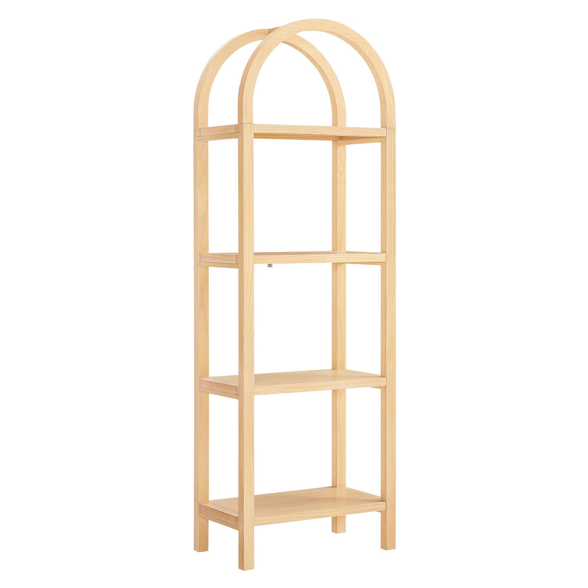 Vexley 72 Inch Tall Narrow Arched Bookshelf, Natural