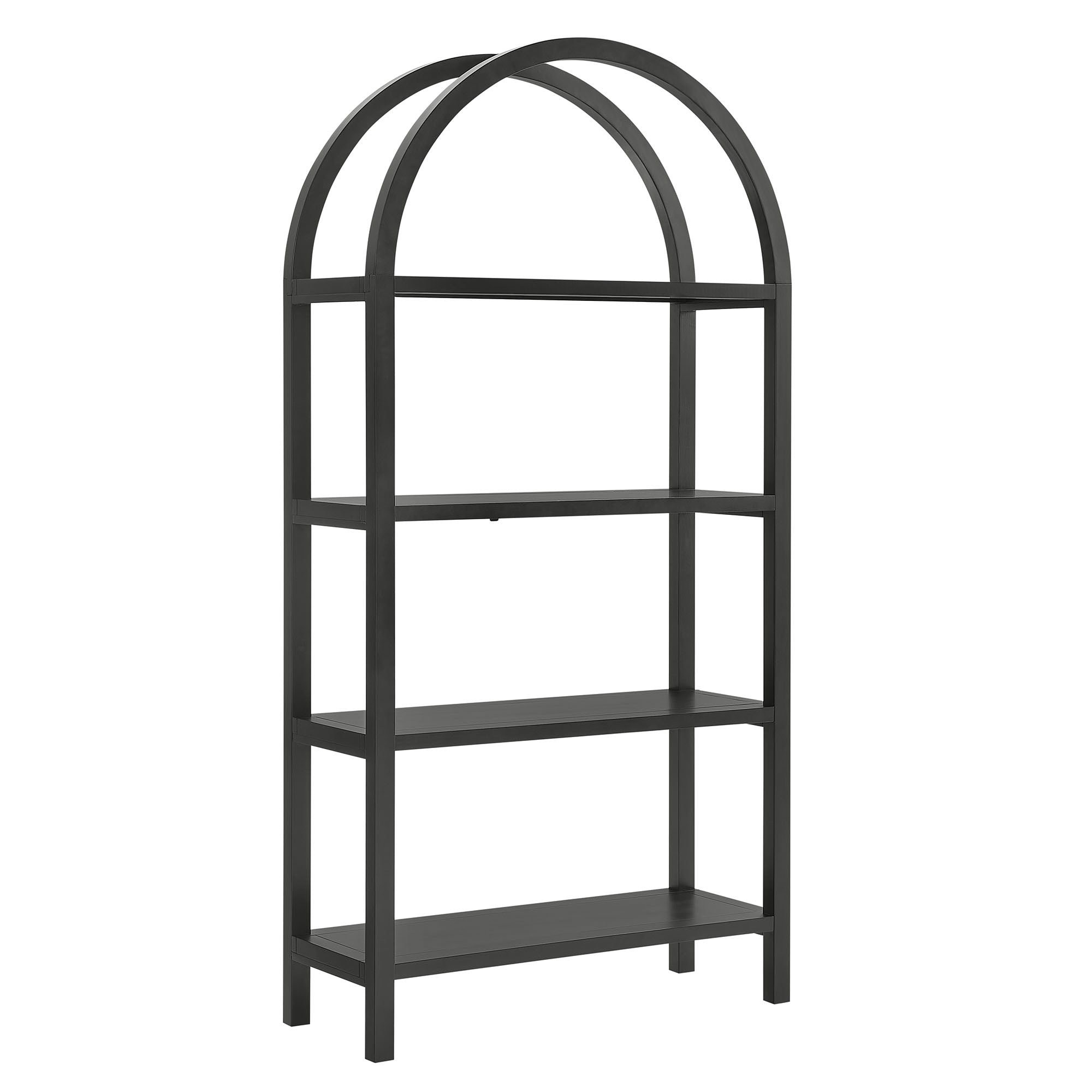 Vexley 72 Inch Large Arched Bookshelf, Black
