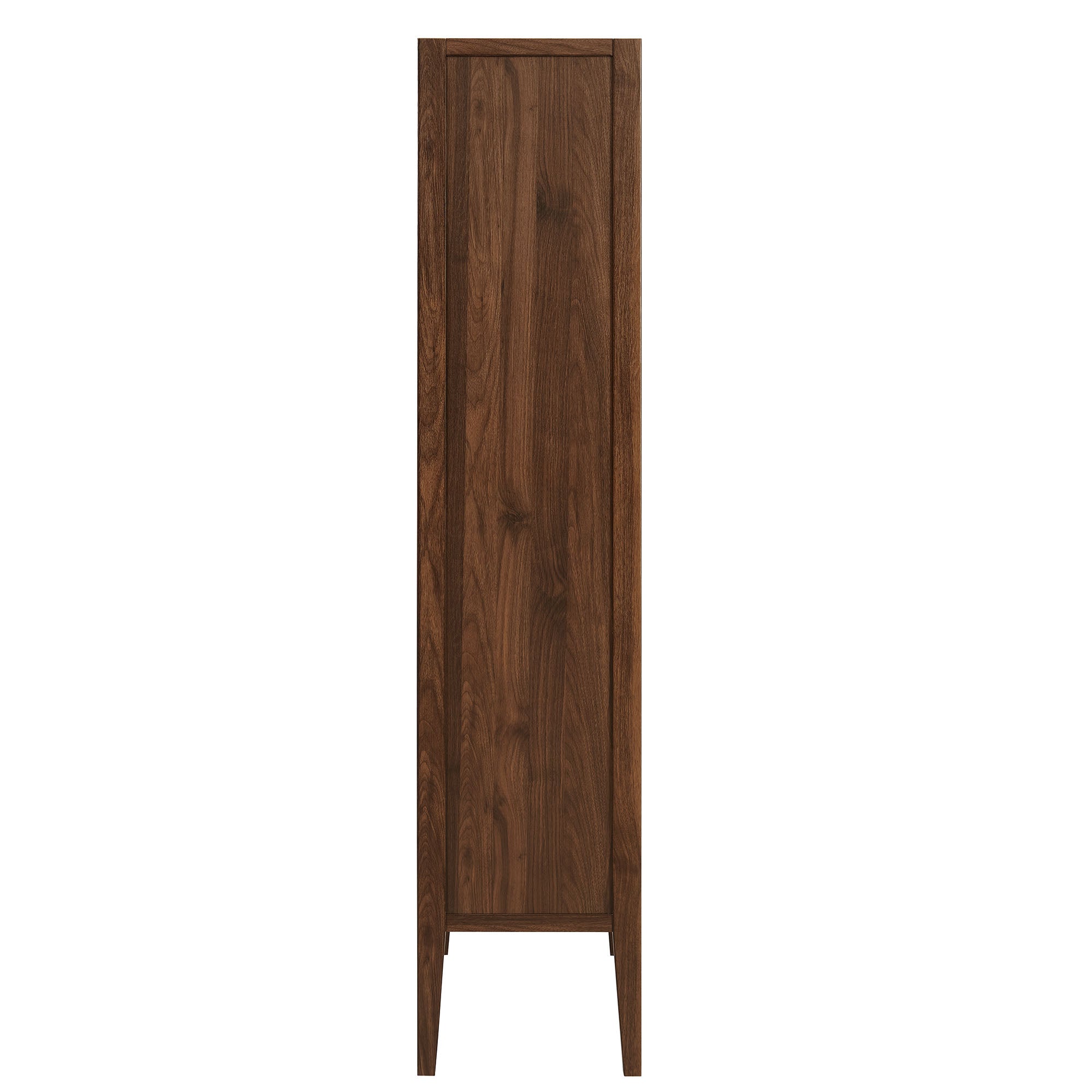 Nell 71" Glass Door Tall Display Storage Cabinet, Walnut